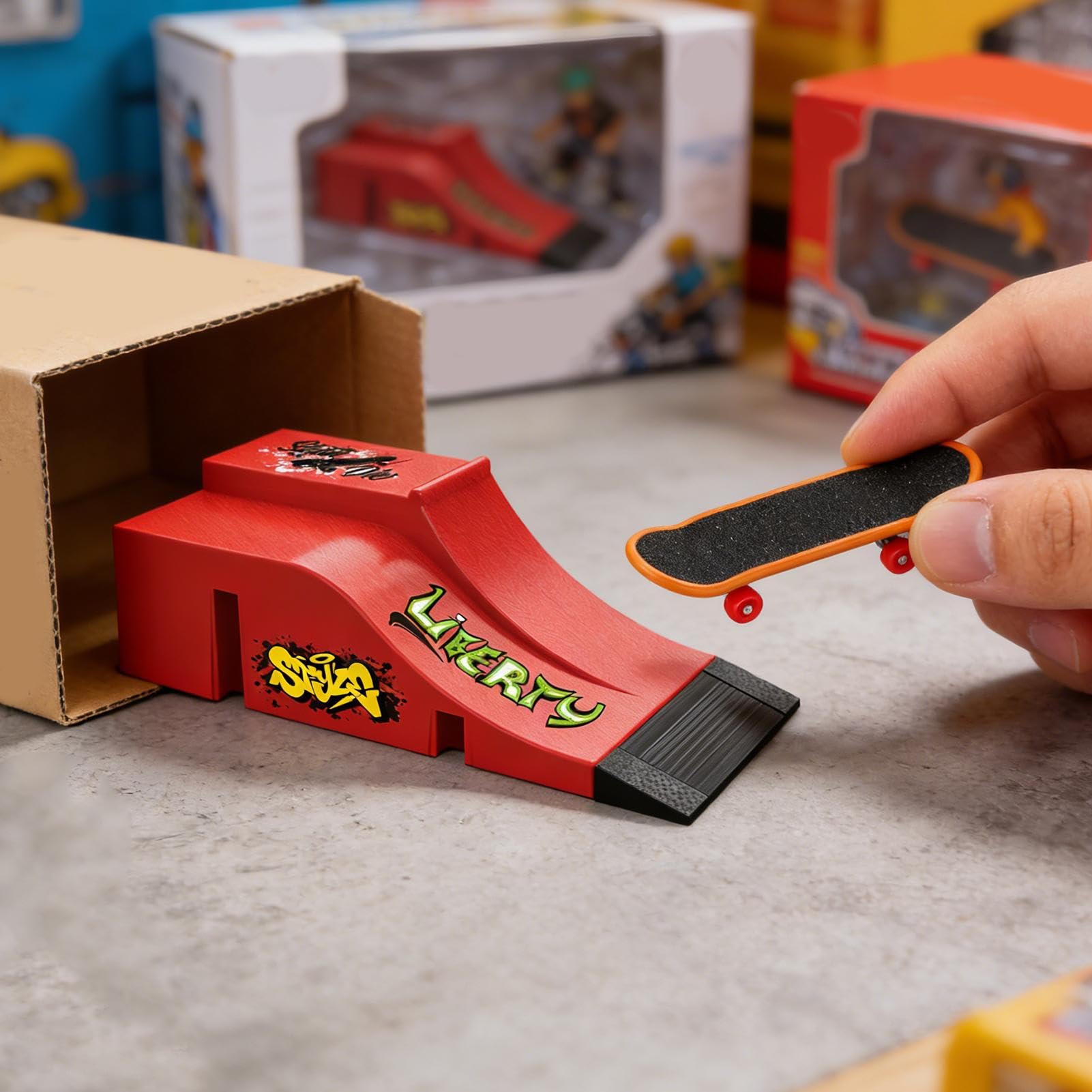 Kit di fingerboard, piccolo ricambio per allenamento, rampa di ostacolo per skateboard, per interni, esterni, casa, classe, viaggi, adulti, bambini, donne, uomini