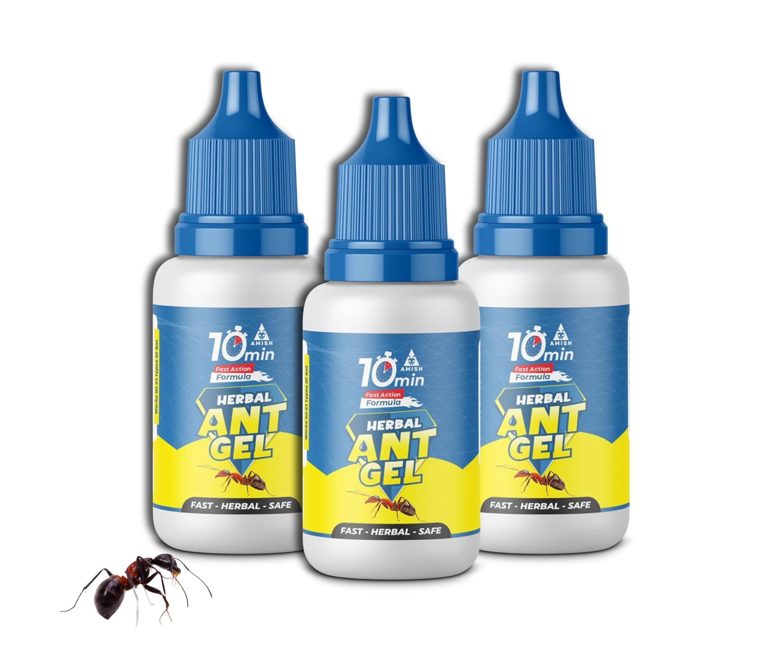 Amish A Herbal Ant Gel Pack of 3 | 10 Minutes Formula |Removes Entire Ant Infestation| Powerful Ant Repellent for Home | 100% Organic & Chemical Free Ant Gel Bait for Home Kitchen Office Garden-image-1