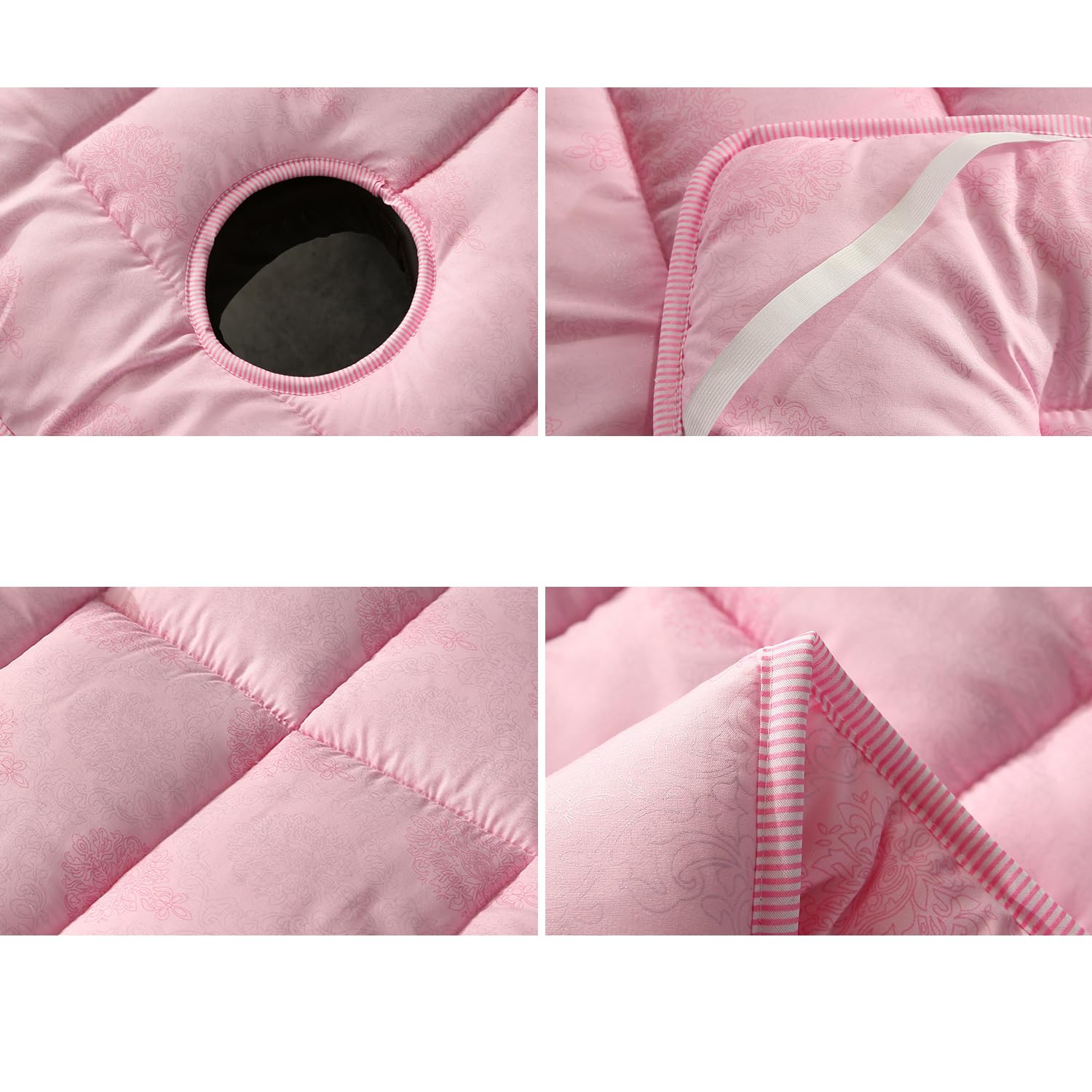Almohadilla Para Mesa De Masaje De Spa Con Orificio Para La Cara Adorno Acolchado Para Mesa SPA Masaje De Belleza Funda De Cama Para Pestañas Con Banda Elástica Lavable,White(s),185 * 60cm