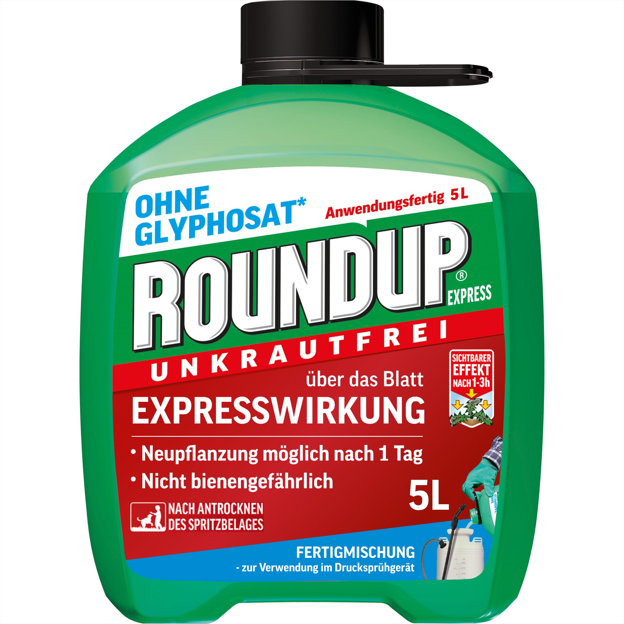 Roundup Unkrautfrei Express, 5 Liter Nachfüll-Kanister Unkrautvernichter