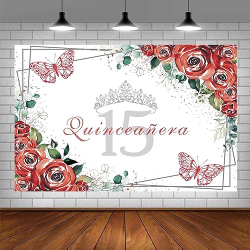 Miniatura 3 de Sendy Telón de fondo de quinceañera de 7 x 5 pies, quince de 15 años, suministros de decoración para fiesta de cumpleaños para niña, princesa,