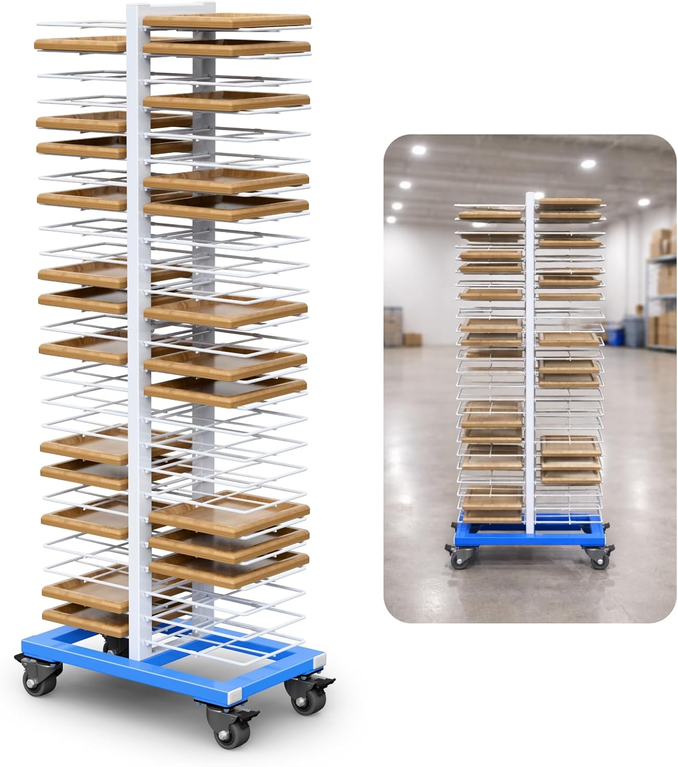 Paint Drying Rack, 50-Tier Heavy-Duty Steel Painting Drying Rack for Cabinet Doors, Locking Casters, 25 lbs Per Shelf, Space-Saving Design for Paint Shops & Woodworking