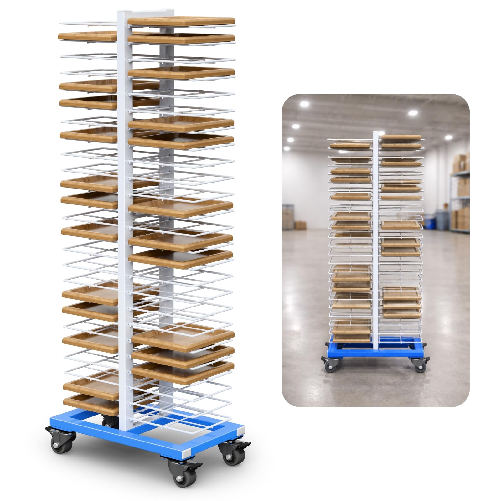 Photo 1 of SANDALIM Paint Drying Rack, 50-Tier Heavy-Duty Steel Painting Drying Rack for Cabinet Doors, Locking Casters, 25 lbs Per Shelf, Space-Saving Design for Paint Shops & Woodworking