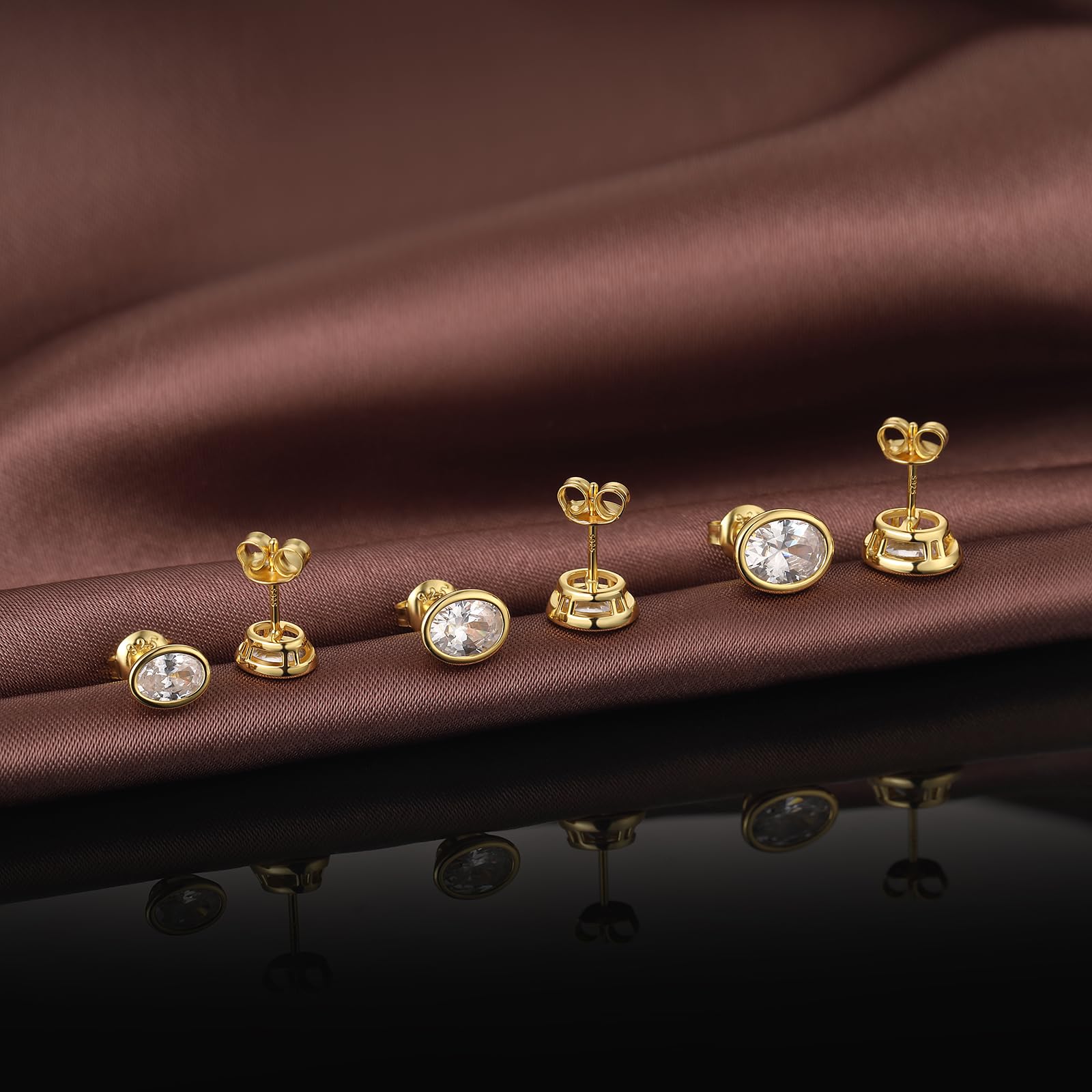 18K Oro Bianco Placcata Orecchini Uomo Donna Simulato Diamante Brillanti s925 Argento Sterlina Zirconi 5mm 6mm 7mm