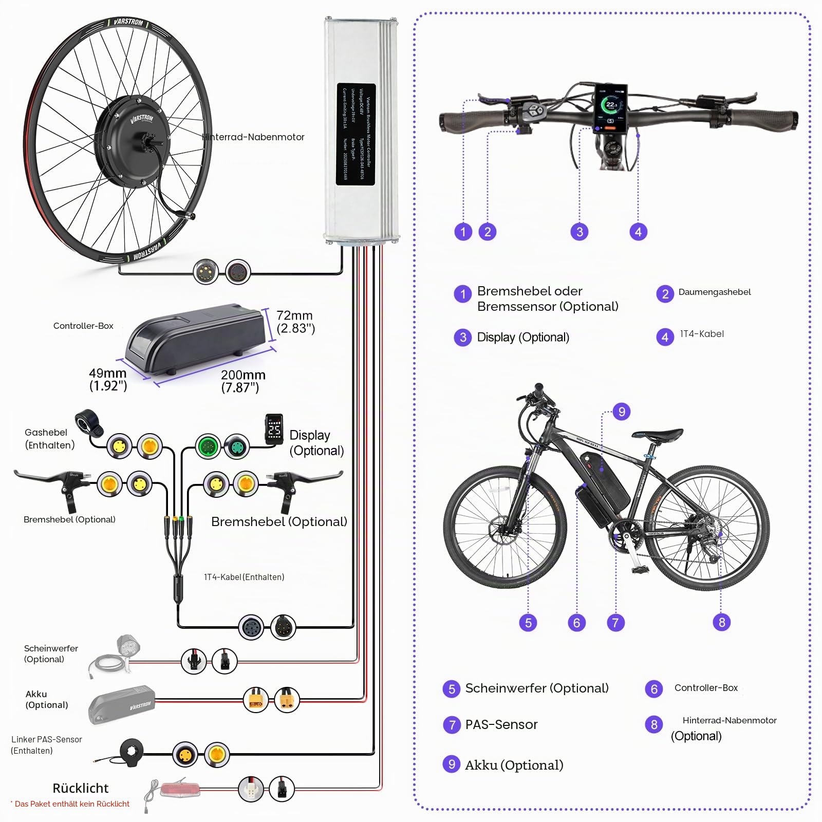 48V E-Bike Umbausatz 26 27,5 29 Zoll JYLT Vorderrad & Hinterrad Nabenmotor