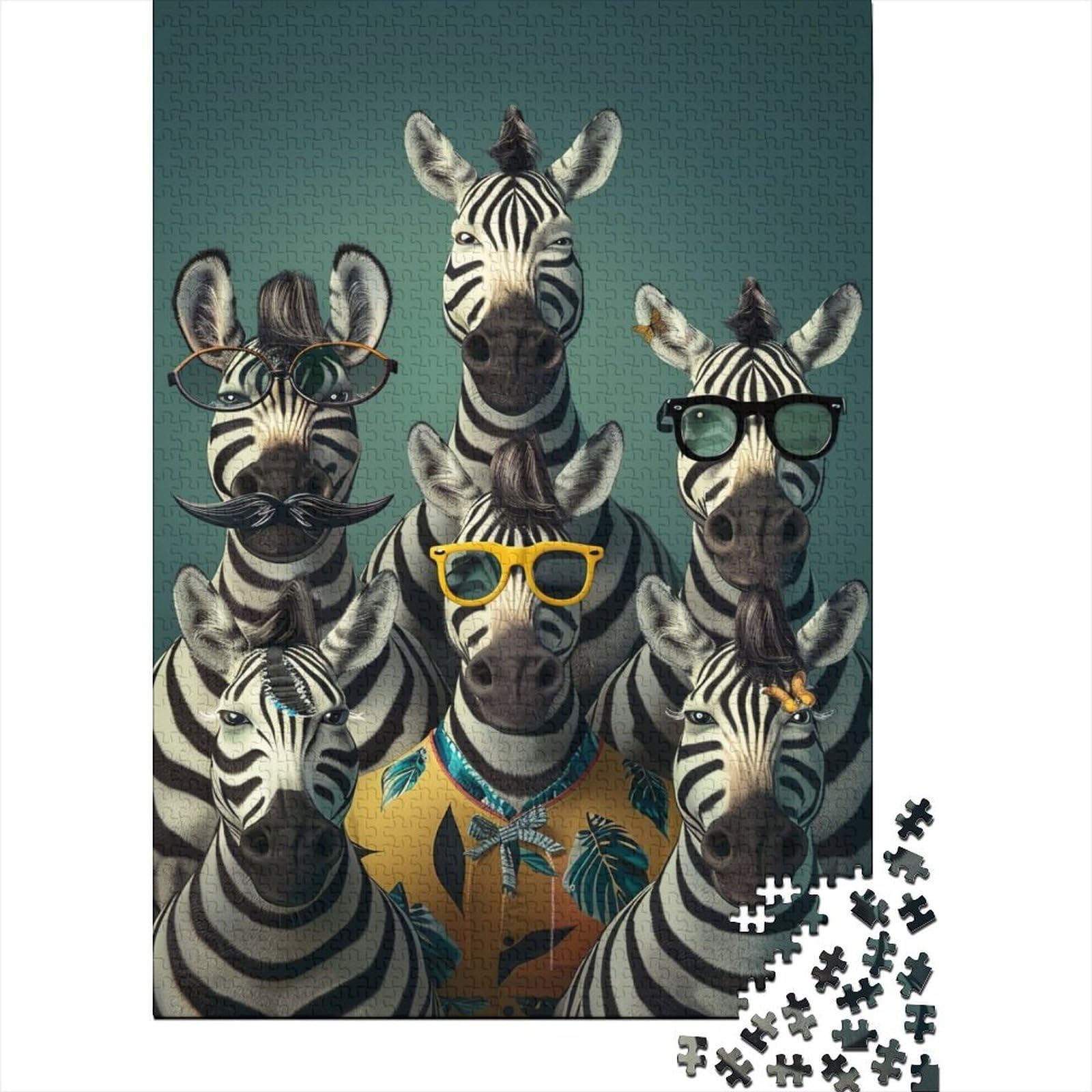 zebra retro green jigsaw puzzle for adults 1000pc paper family game wall art