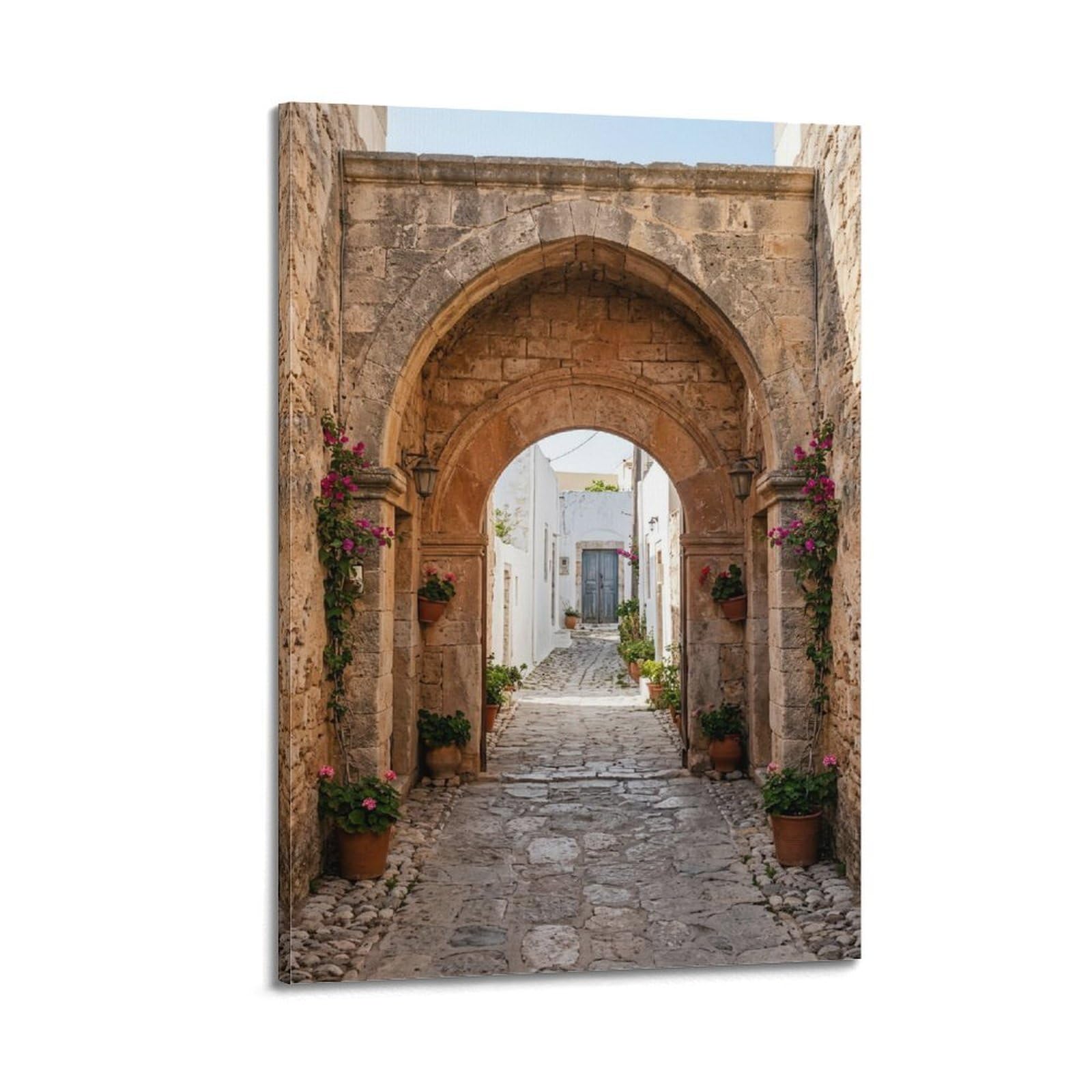FQNYR Mediterranean Life Photo Arch Symmetry Poster Painting Canvas Wall Art Print20x30inch(50x75cm) Frame-style