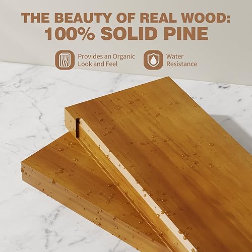 Miniatura 4 de Estantes flotantes de madera maciza de 24 pulgadas de largo, estantes montados en la pared de 8 pulgadas de profundidad con soportes resistentes,