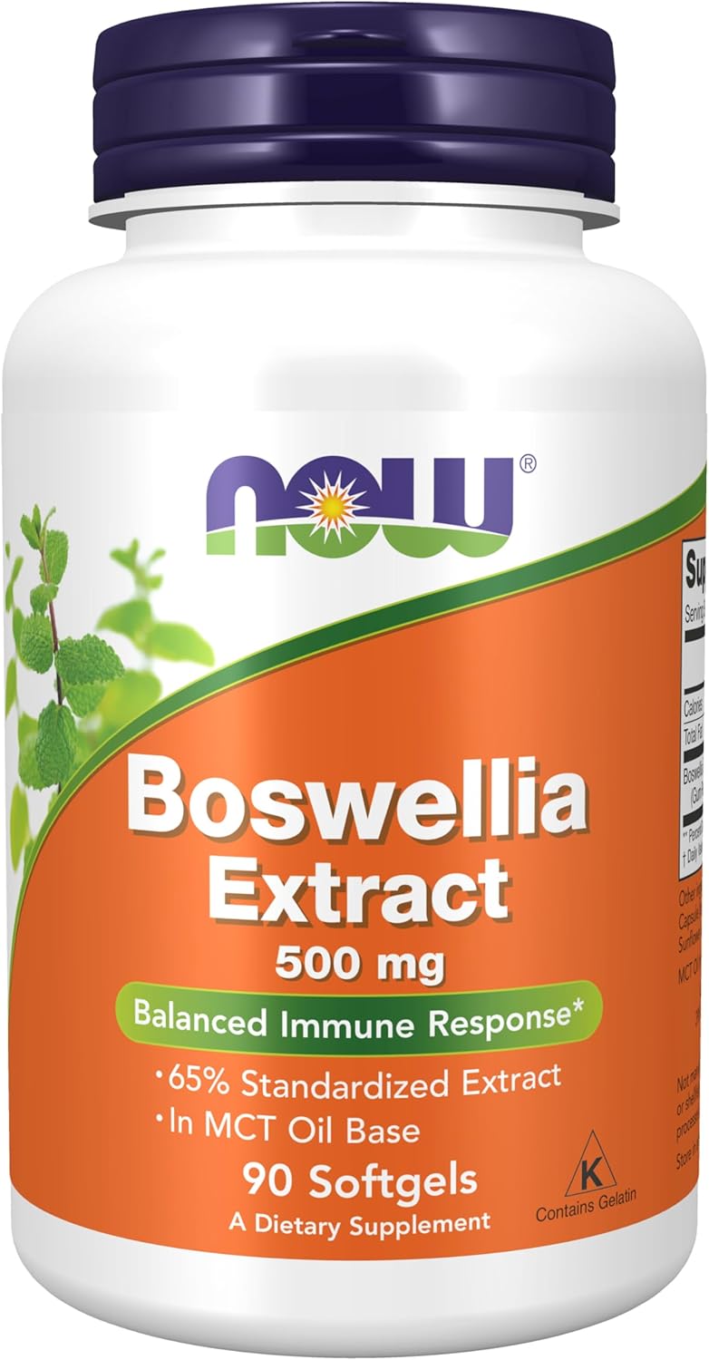 Product image of NOW Foods Supplements, Boswellia Extract 500 mg in MCT Oil Base, Balanced Immune Response*, 90 Softgels