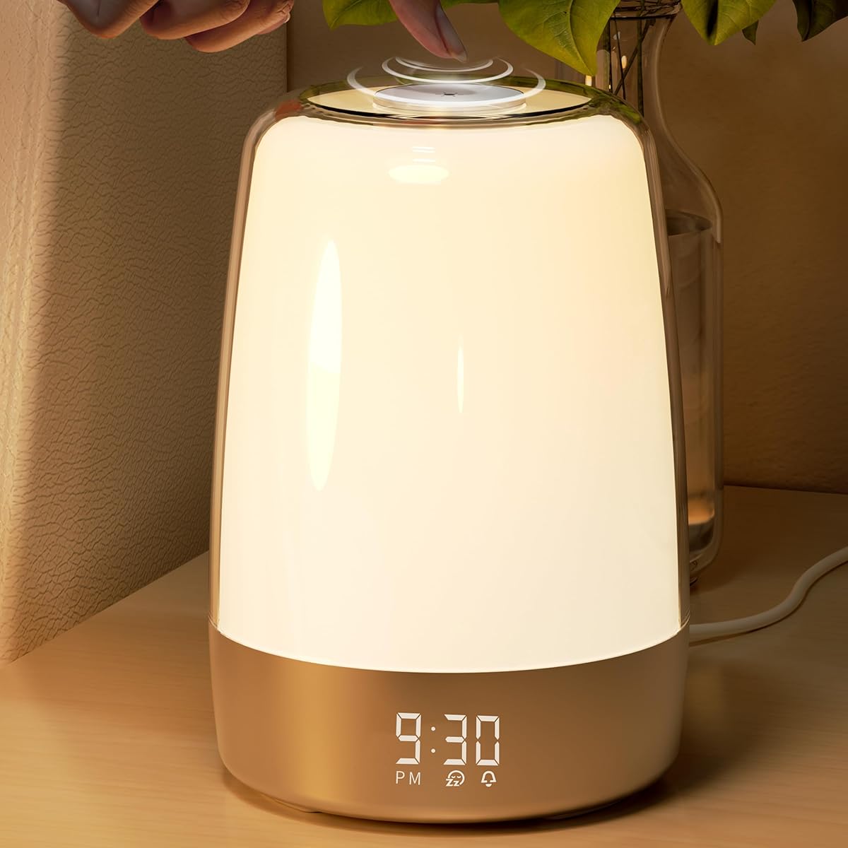 Touch Wake Up Night Light with Sunrise Simulation Alarm Clock Nursery Lamp for Kids, Heavy Sleepers, Bedroom, Sleep Aid, Nightlight, Daylight, 6 Colors, 5 Natural Sounds, Ideal for Gift