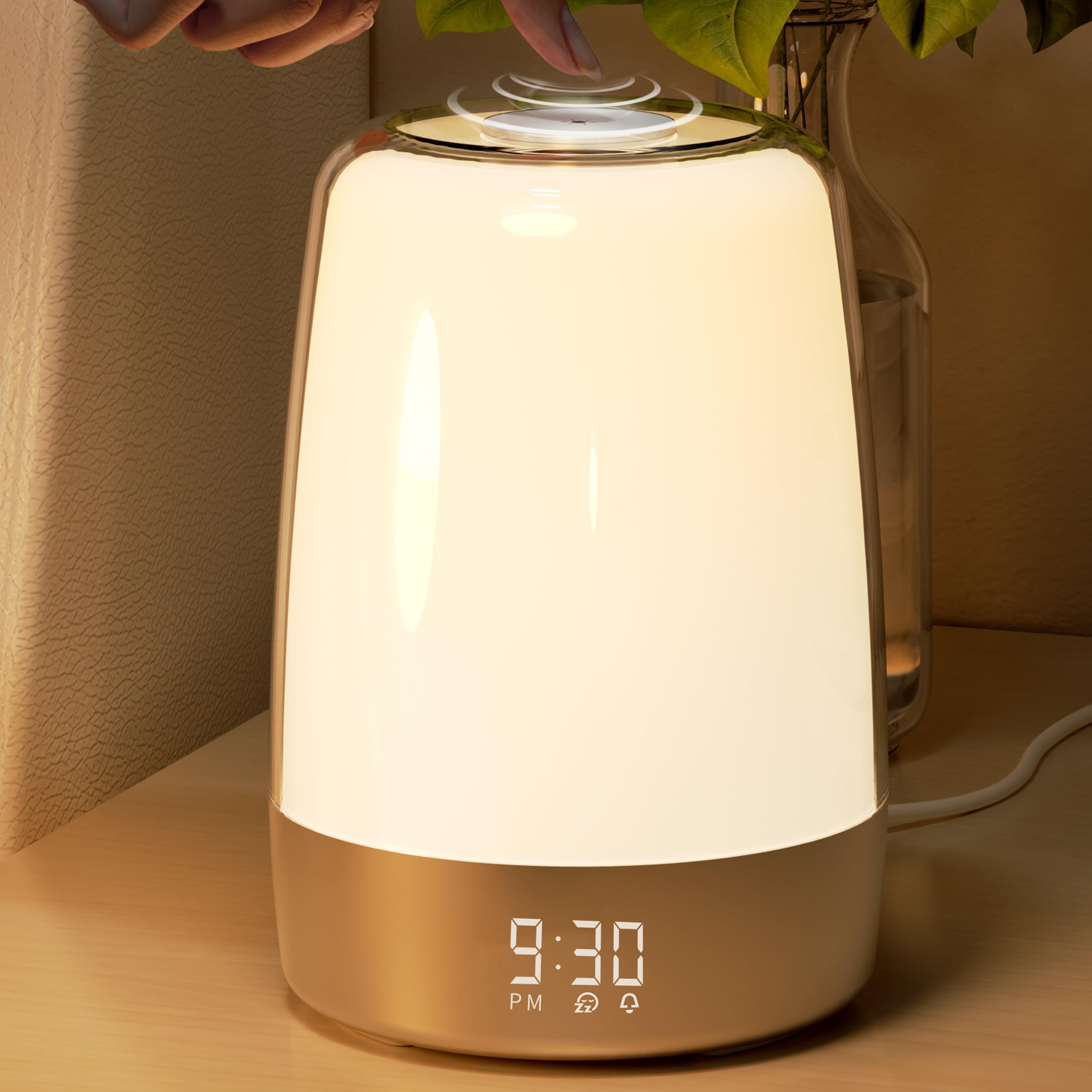 Touch Wake Up Night Light with Sunrise Simulation Alarm Clock Nursery Lamp for Kids, Heavy Sleepers, Bedroom, Sleep Aid, Nightlight, Daylight, 6 Colors, 5 Natural Sounds, Ideal for Gift