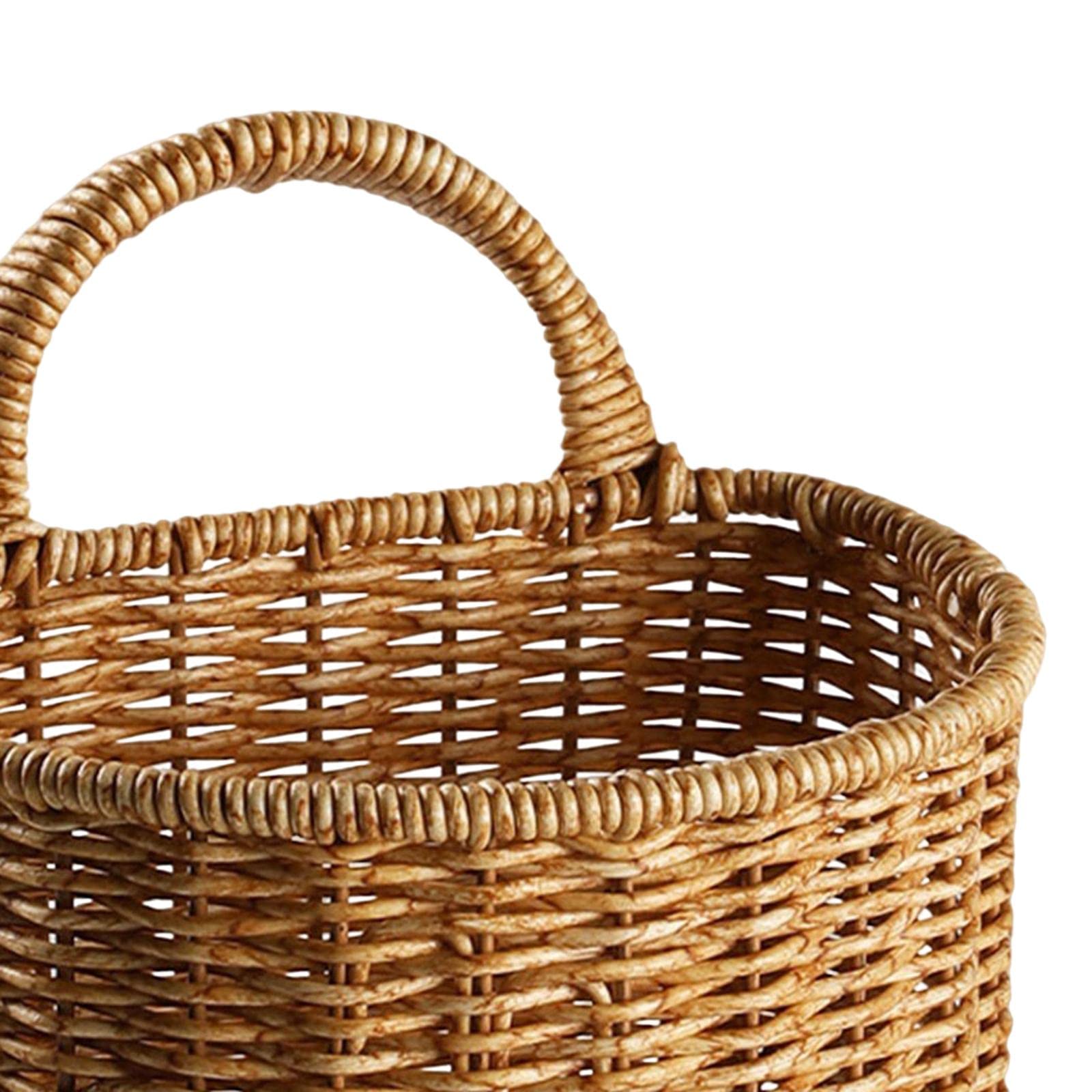 Qianly Wall Hanging Baskets Storage with Handle Washable Decorative Basket Woven Wall Basket Kitchen Bin for Towels Magazines Toys Balcony Cabinet, 17cmx15cm