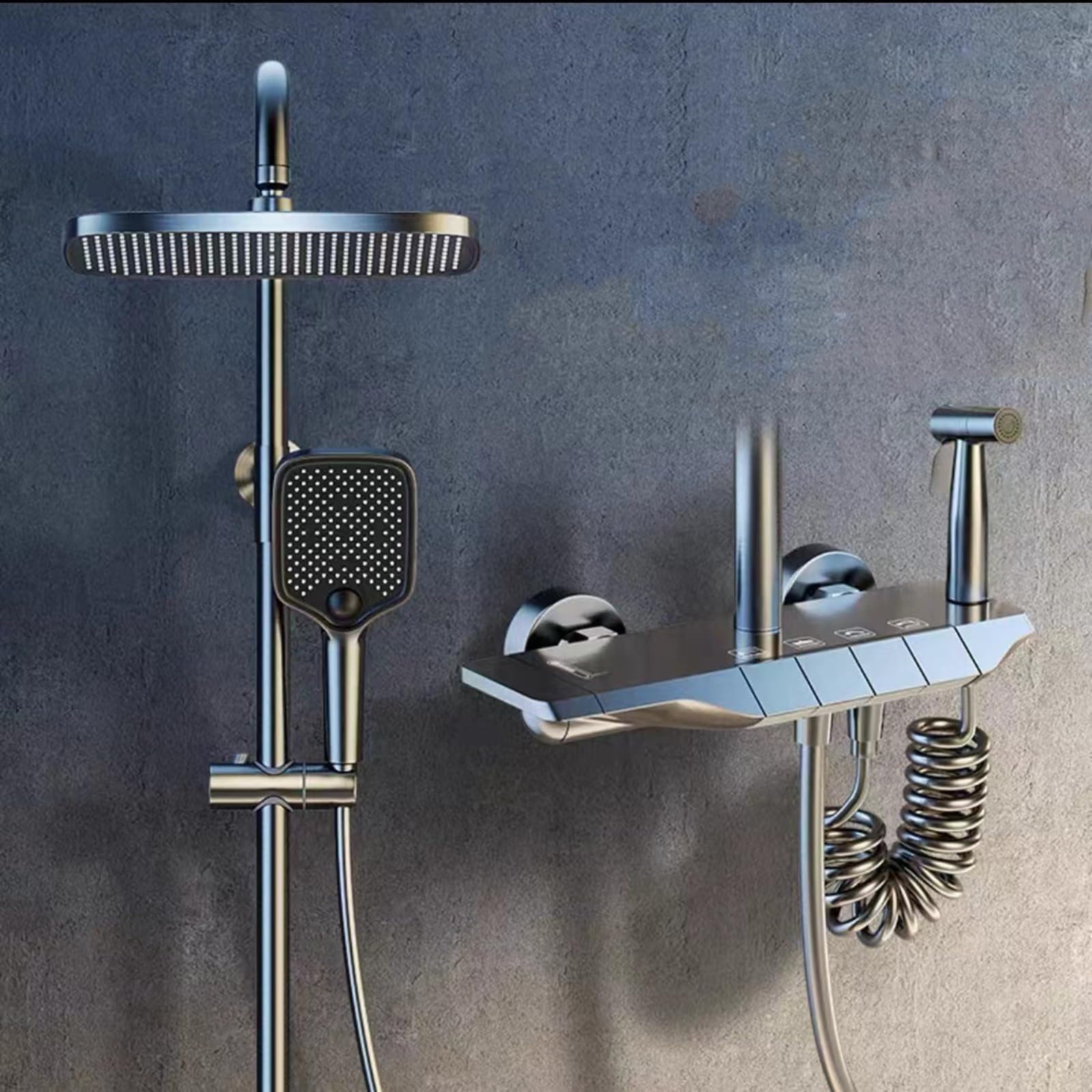 Ensemble de douche de salle de bain en cuivre avec jet supérieur blanc