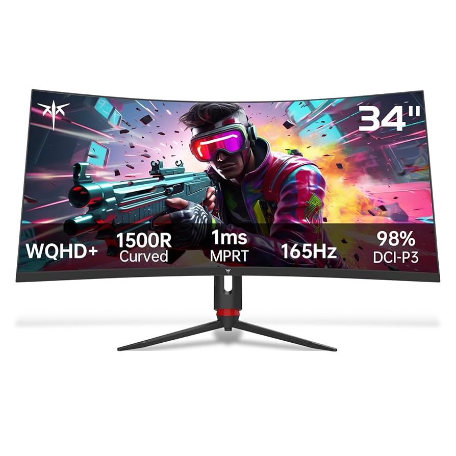 むらびとA　KTC 34インチ湾曲ゲーミングモニター WQHD 165Hz KTC 34 Inch Ultrawide Curved Gaming Monitor, WQHD 3440x1440
