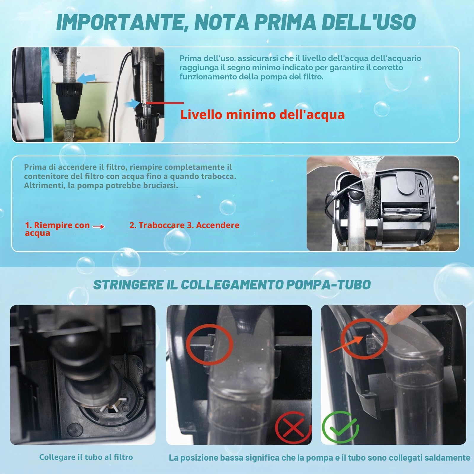 Tararium Filtro a Zaino con Lampada U-V 600L/h per acquari da 40-150 Litri | Filtro da Appendere Come Filtro Esterno 4 in 1 con aspirazione Superficiale per Acqua Dolce/salata
