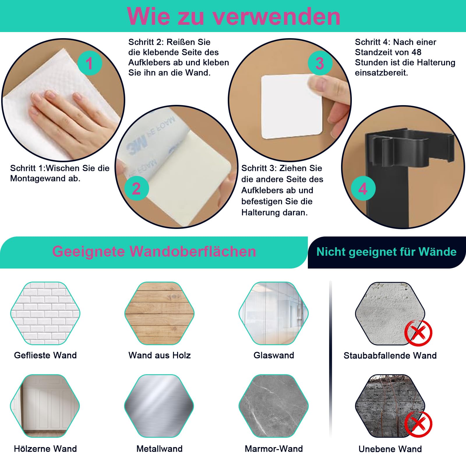 Wandhalterung Halter für Dyson Airwrap,Halterung kompatibel mit Dyson Airwrap Wandhalterung Halter ohne Bohren für Glätteisen,Glättbürste,Verschiedene Lockige Haar Sticks,Hochtemperaturbeständig