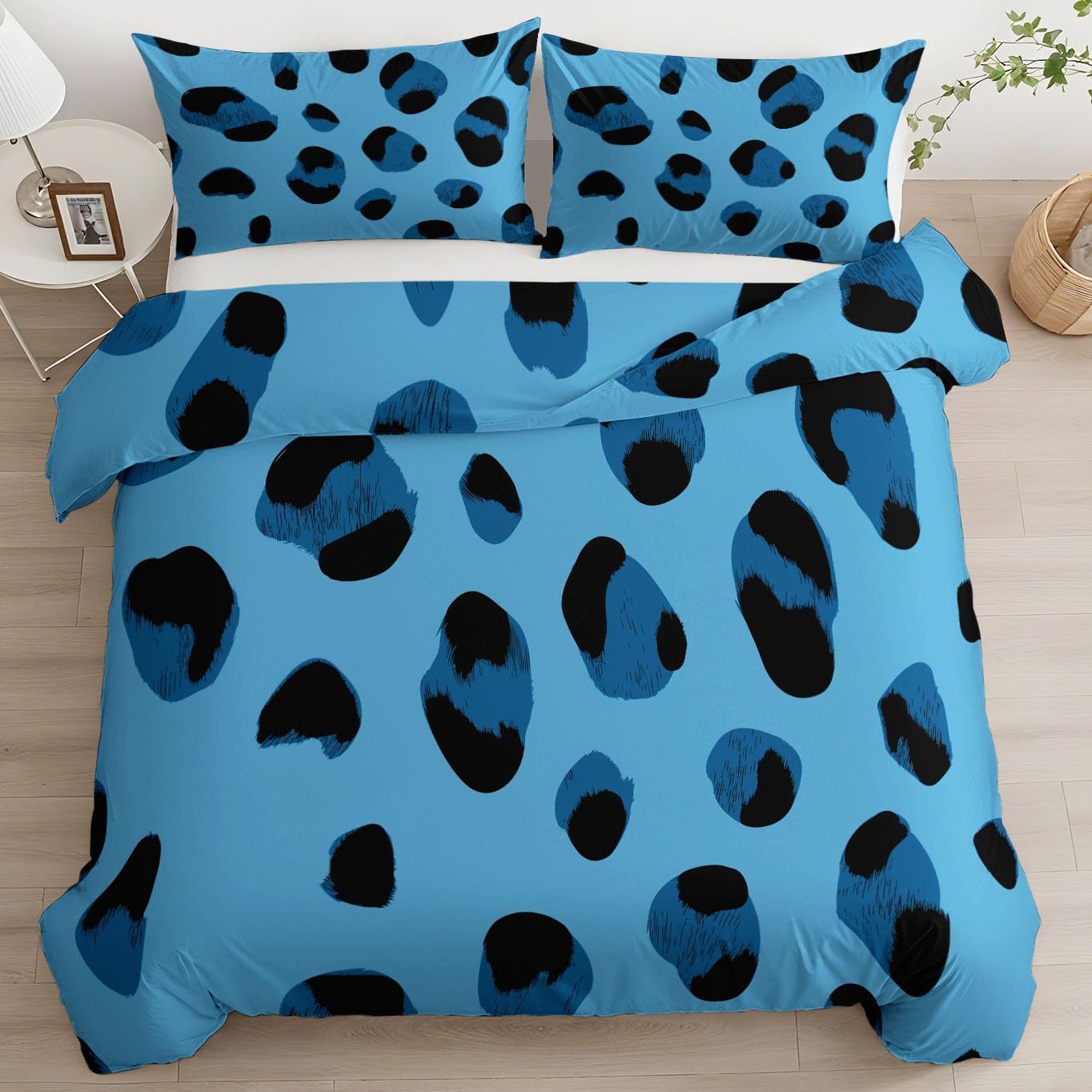 Housse de couette 240x260 léopard en microfibre douce avec zip robuste