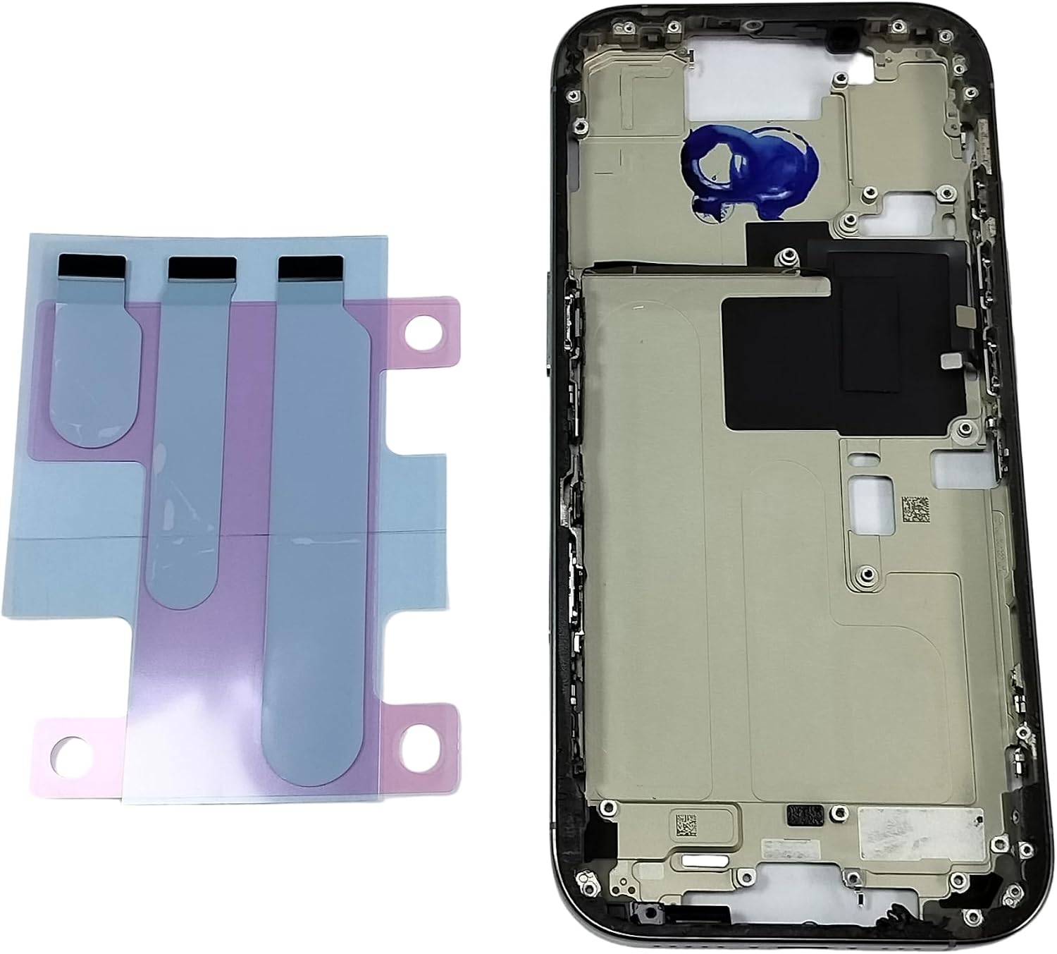 TheCoolCube Middle Frame Housing Cover Case with Power & Volume Button & Battery Adhesive Replacement Compatible with iPhone 16 Pro 6.3 Inches (US Version) (Desert)