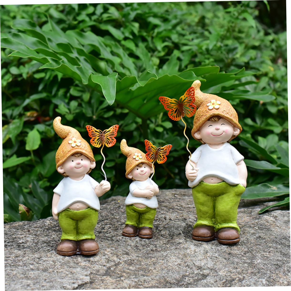 3pièces Statue De GNOME De Jardin Céramique Décoration De Jardin Adorable pour Extérieur Et Intérieur Figurine GNOME Artisanale pour Accueillir Vos Invités