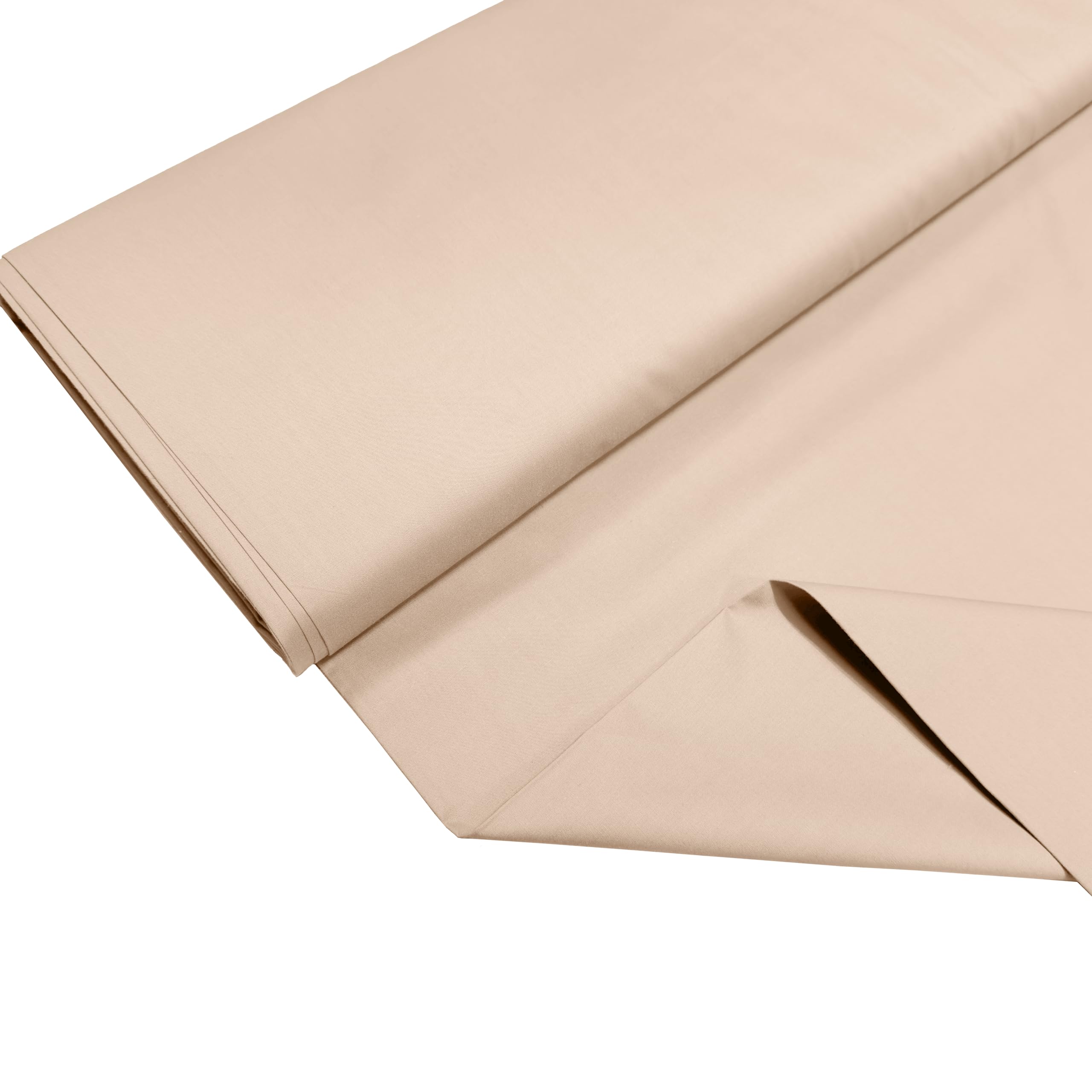100% Cotton Percale Fabric – 200 Thread Count, 120 GSM, Breathable & Durable Material for Bedding, Quilting & Sewing - 50cm x 55cm (Beige)