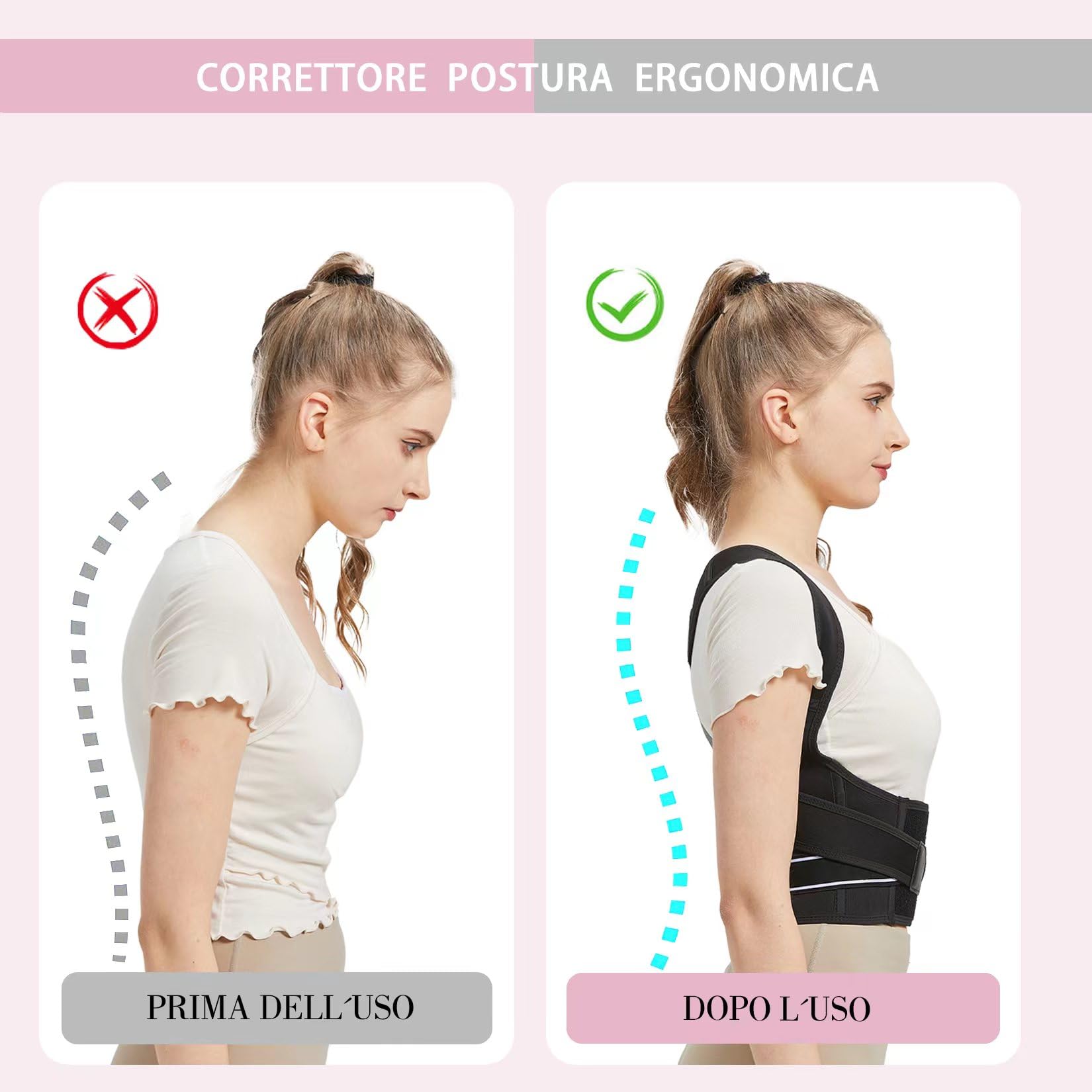 BraceTop Busto Correttore Posturale Spalle, Fascia Schiena Lombare Supporto Dritta Schiena Postura Traspirante, Regolabile Uomo Donna Raddrizza Spalla(XXXL)