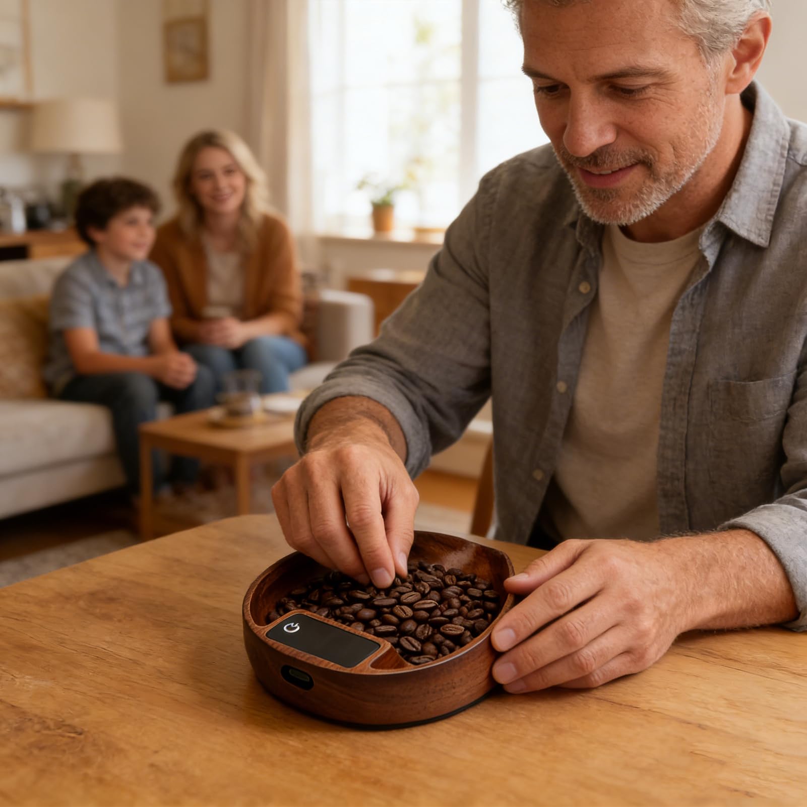 Tragbare Kaffeewaage,Kaffeebohnenwaage,0,1 g Walnuss Präzisions-Digital-Espressowaage,1kg Hochpräzise Küchenwaage Kaffee Zubehör,mit HD LCD Display zum Wiegen und Dosieren