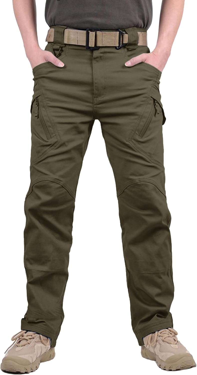 TACVASEN Men's Tactical Cargo Pants, Cotton 9 Pockets Work Pants, Stretch Hiking Pants, Lightweight Outdoor Workout Pant