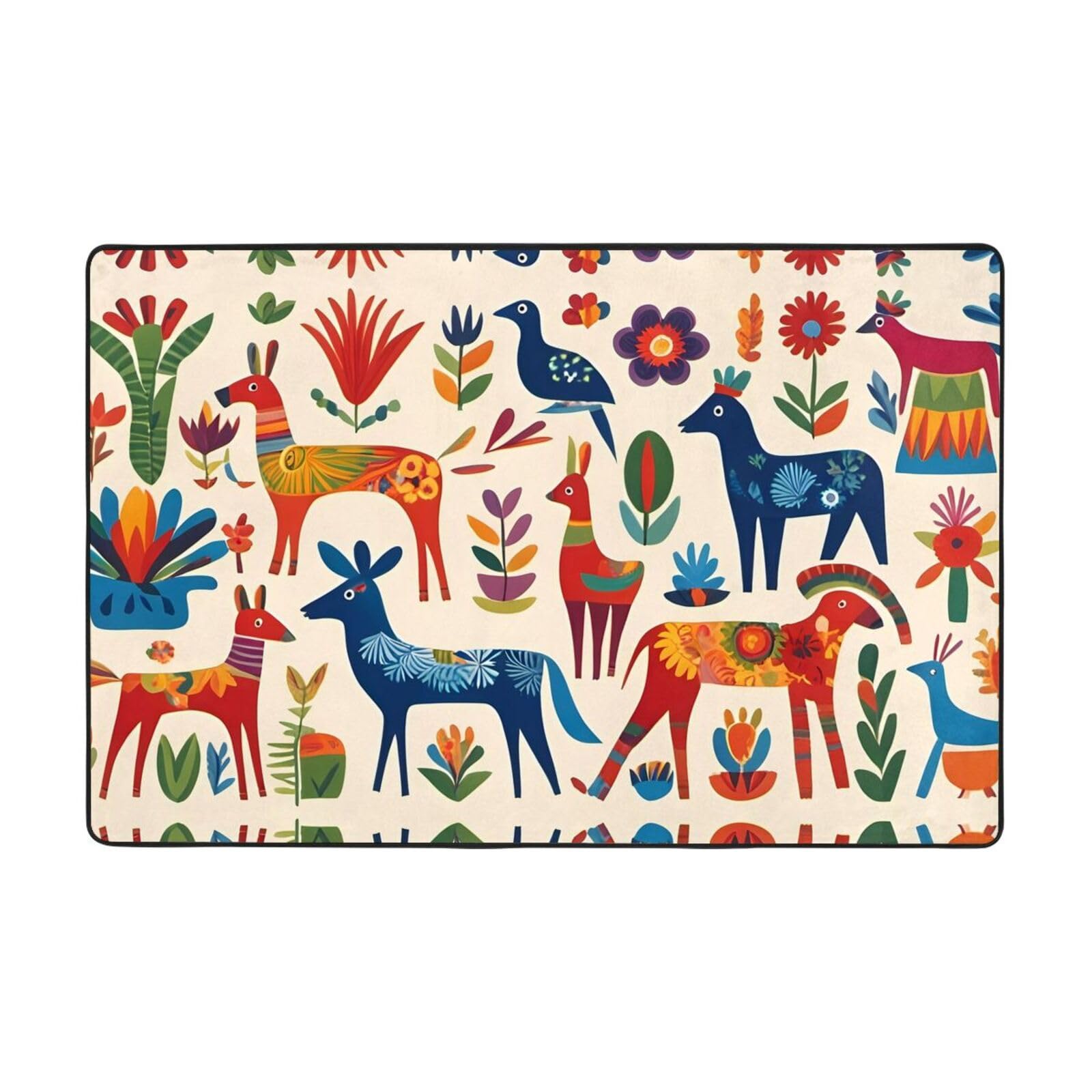 Tapis de sol en flanelle au motif Otomi pour salon et chambre