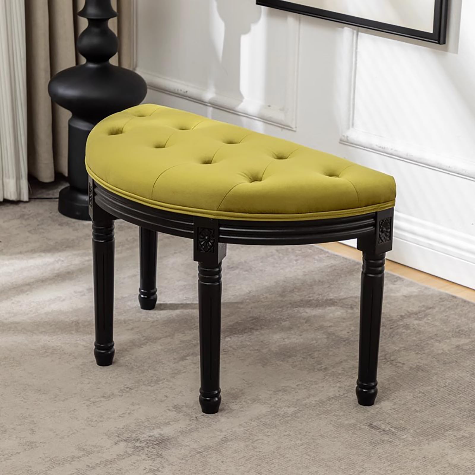 Banc à chaussures d'entrée jaune pour en finir avec l'inconfort matinal