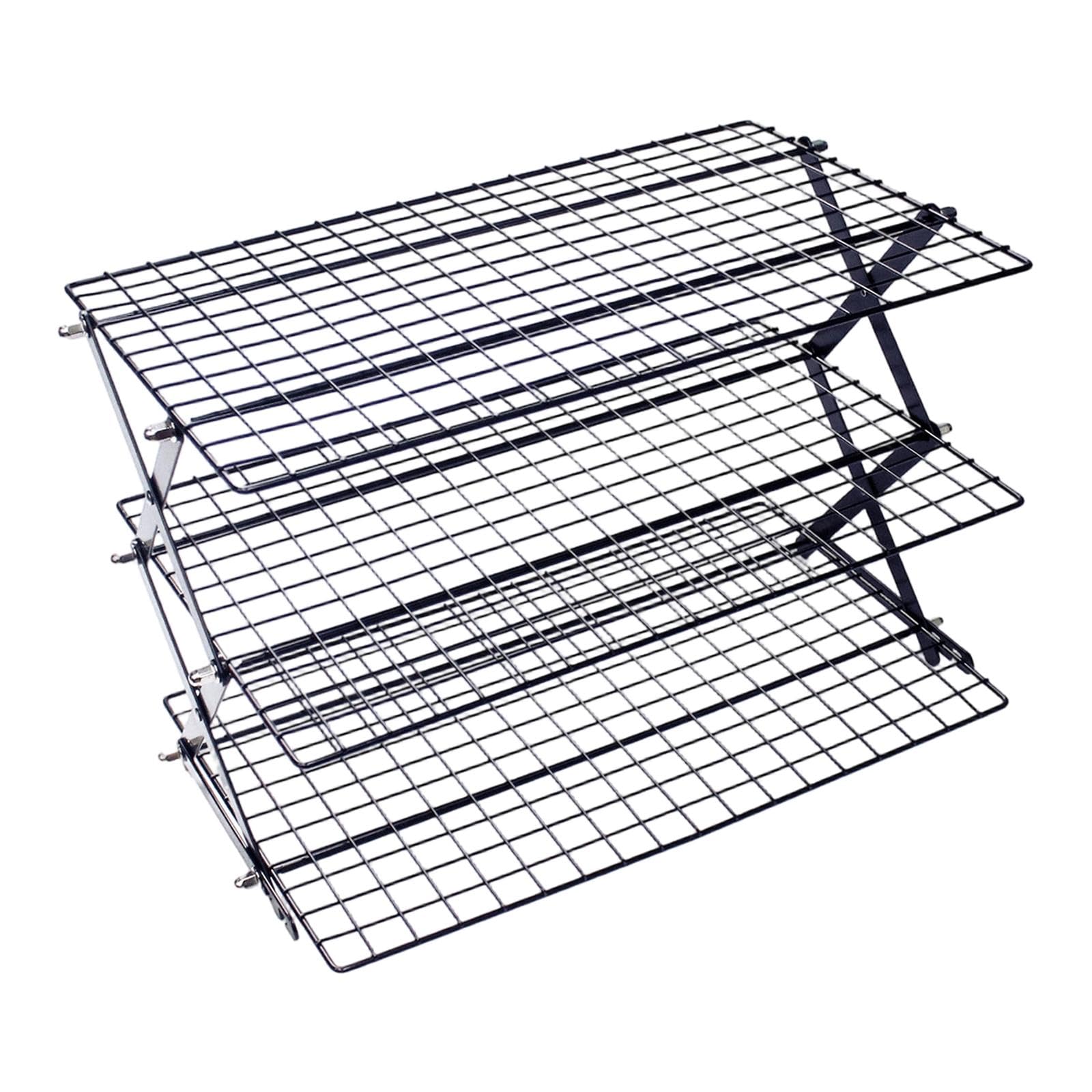 Rejilla de Enfriamiento de Alambre, Rejilla Portátil, Opción de Almacenamiento, Rejilla de Enfriamiento Plegable para Al Aire Libre, 3 Niveles