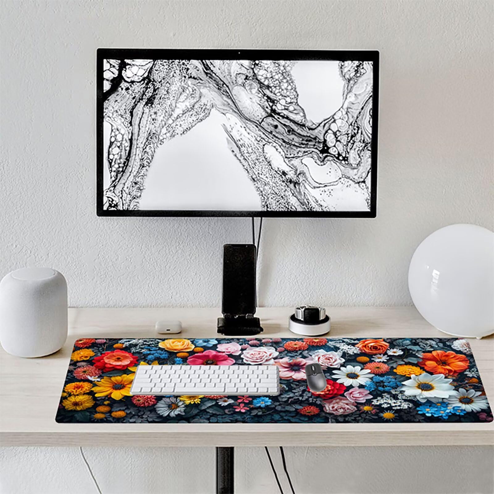 Flor Alfombrilla Ratón Gaming XXL 1500x800 mm, Alfombrilla Gaming Rosa Mousepad con Base de Goma Antideslizante, Impermeable Desk Mat para Teclado y Raton, Accesorios Gaming, Regalos de Hombre 5-2