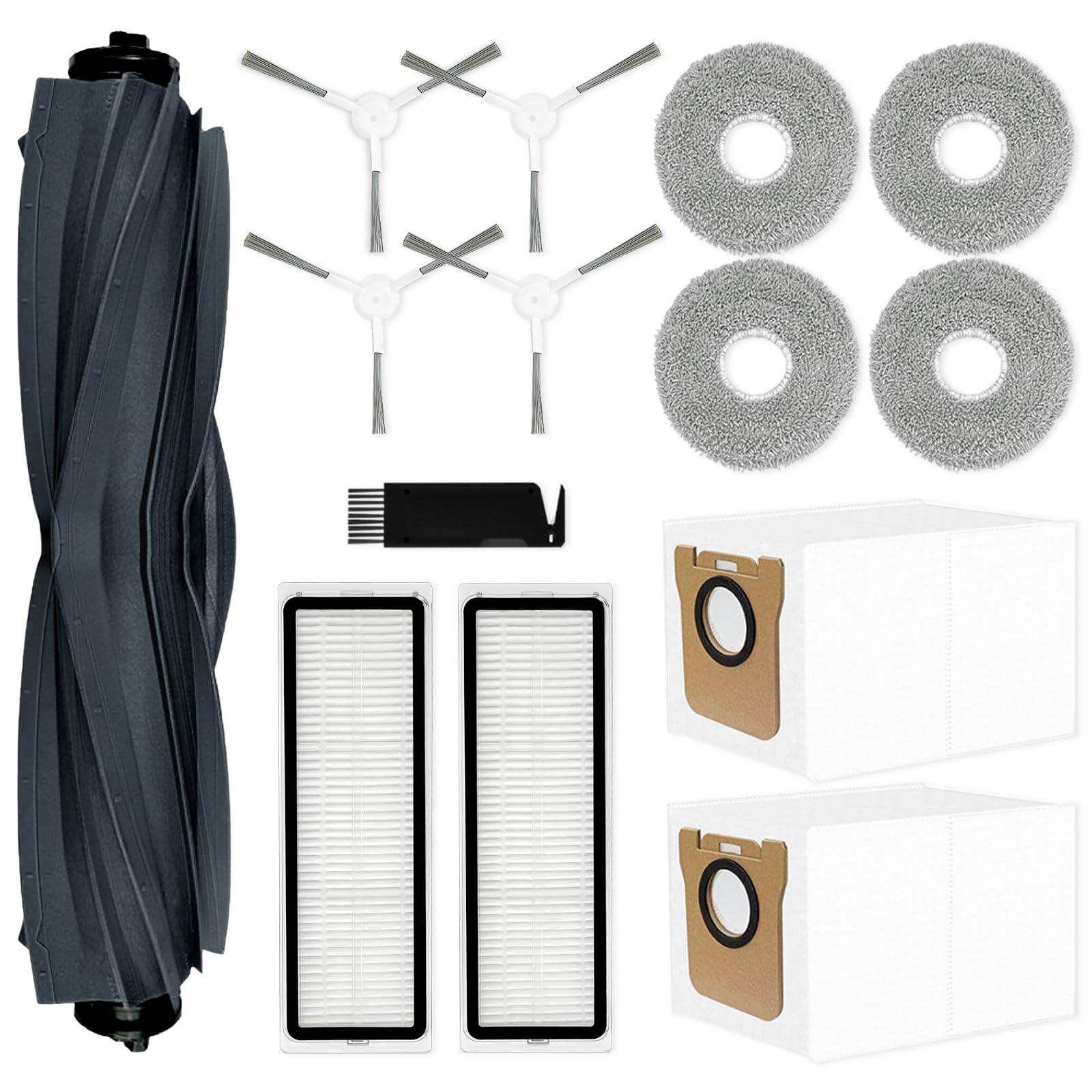Replacement Accessories Compatible with Dreame L10S Ultra Vacuum Cleaner 14PCS Includes 1 Main Brush, 4 Side Brushes, 4 Mop Cloths, 2 Filters, 2 Dust Bags &1 Cleaning Brush-image-8