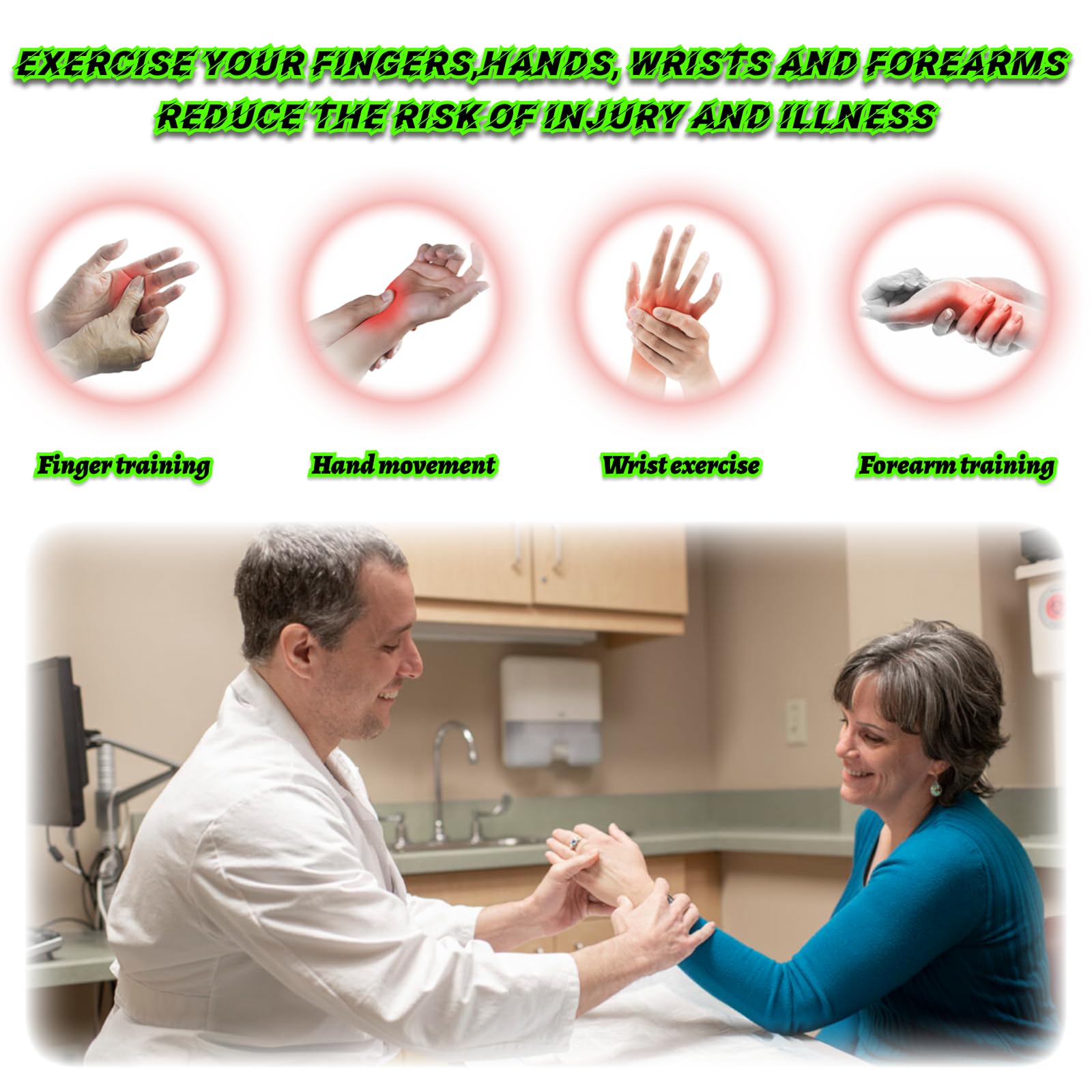 2pcs The Gripster wrist exerciser strengthener finger extension exerciser finger resistance bands Exercise your FINGERS,HANDS, WRISTS and FOREARMS Enhance Your Hand Power and Relieve Pain (Black+Grey)