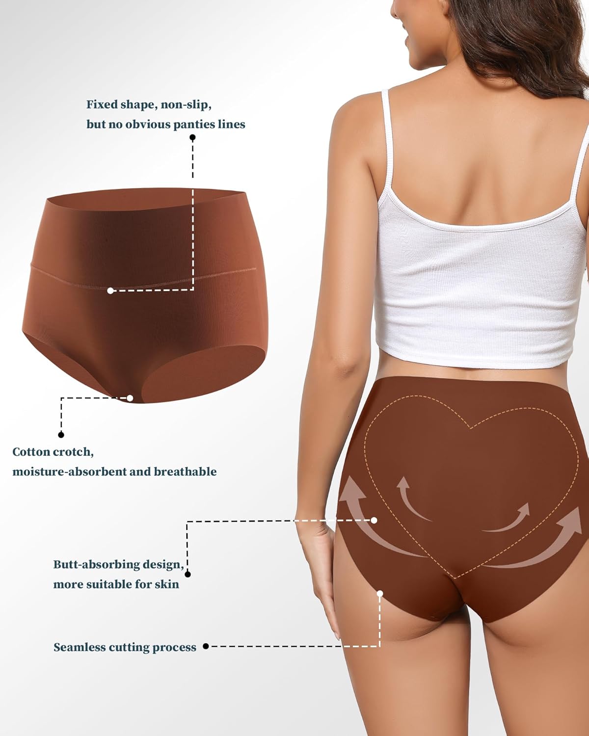 LEVAO Women's High Waist Seamless Underwear Full Coverage Brief No Show Panties Sexy Comfortable Pantie Multi Pack S-XXL - Image 4