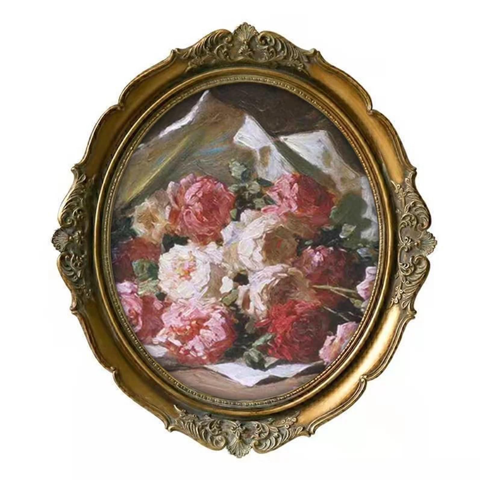 Metal Picture Frame, Vintage Carved Decorative Resin Painting Frame Multicolor Multiple Sizes For Home Decor(Bouquet B,20x25cm)