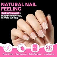 Vista 4 de UNA GELLA Puntas de uñas de ataúd extra cortas XS 216 piezas de uñas preformadas a presión extra cortas puntas de gel de ataúd de cobertura