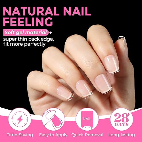 Miniatura 4 de UNA GELLA Puntas de uñas de ataúd extra cortas XS 216 piezas de uñas preformadas a presión extra cortas puntas de gel de ataúd de cobertura