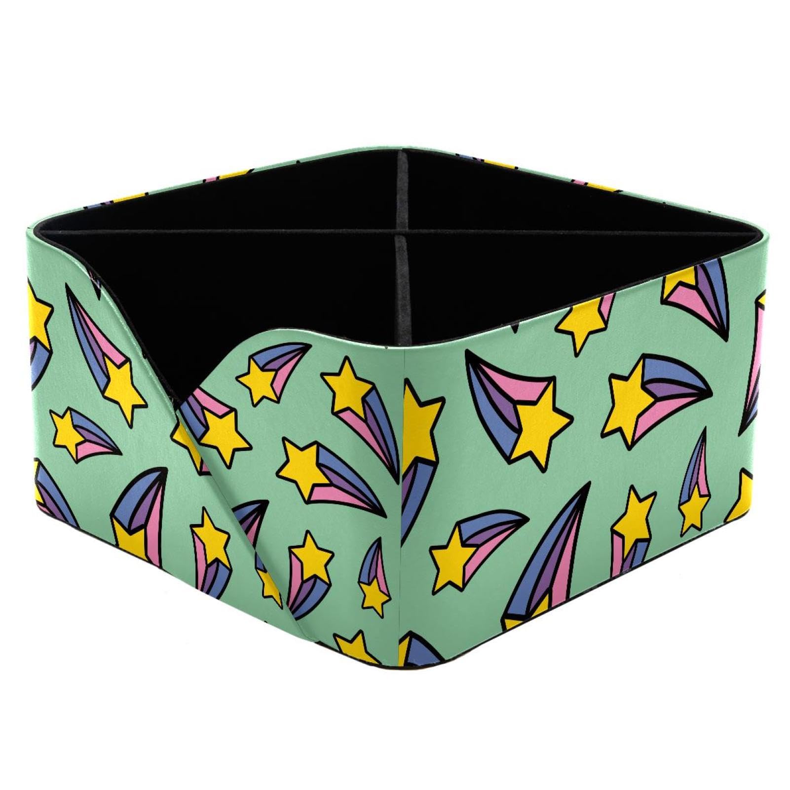 KengjuTesu Rainbow Shooting Star Desktop Organizer Pen Holder, Rectangular Pencil Cup for Office, Study and Makeup Stations