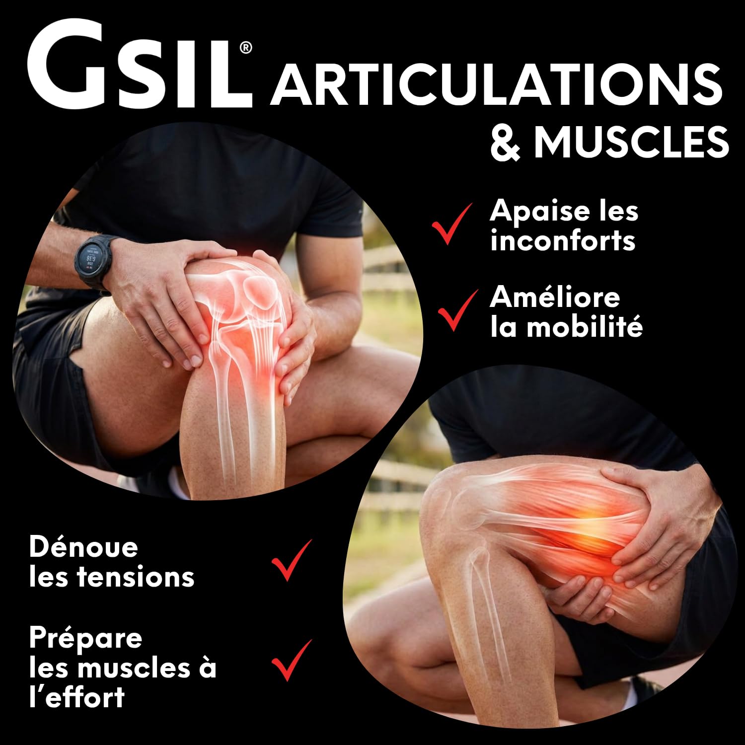 GSIL - Gel Surconcentré Articulaire - Gel de Massage à Action Chauffante - Relaxe et Dénoue les Tensions - Silicium Organique, Harpagophytum & Huiles Essentielles - 200 ml - Fabriqué en France