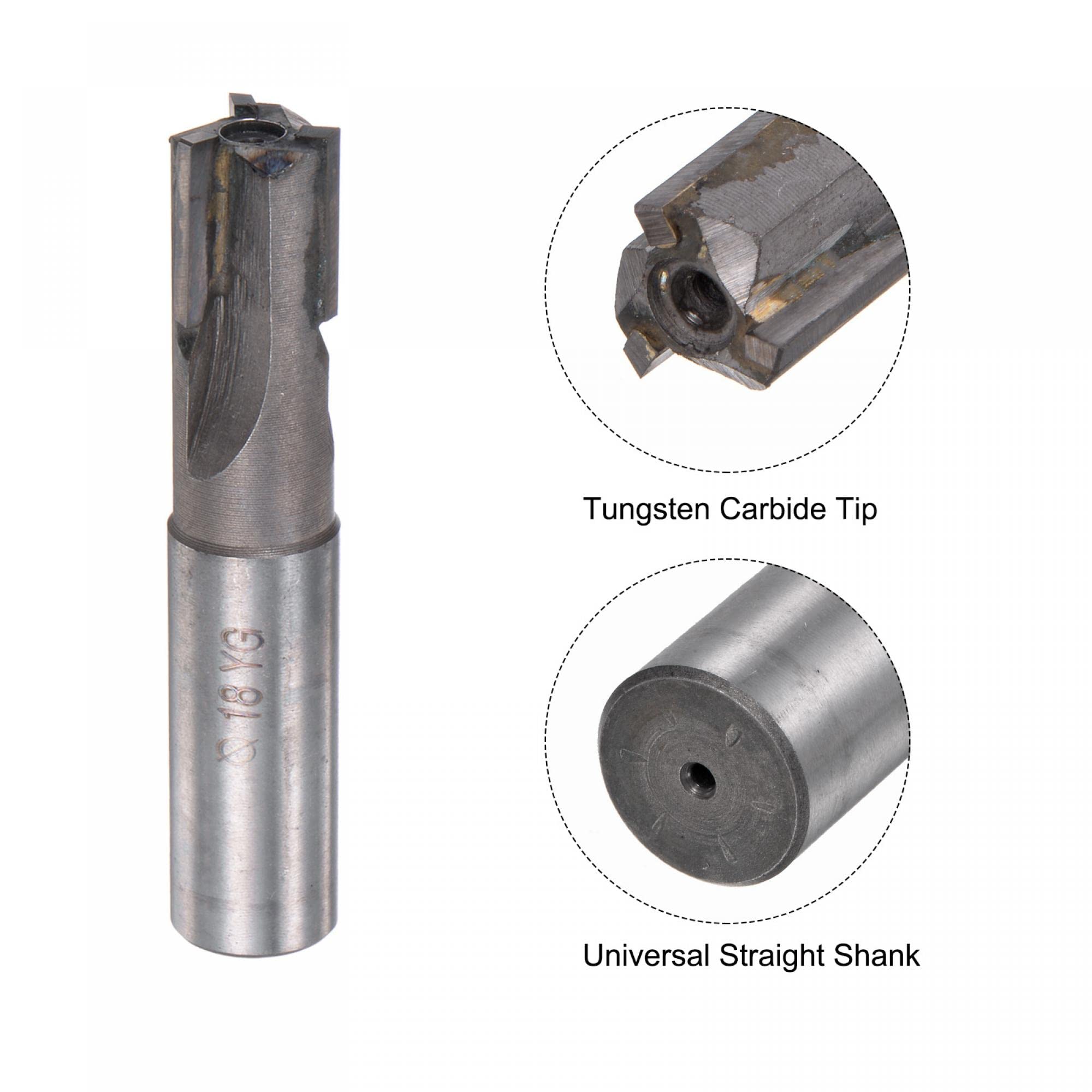 sourcing map Fraise à bout carré en carbure de tungstène de 18 mm de diamètre de coupe avec 3 cannelures droites et tige droite de 18 mm
