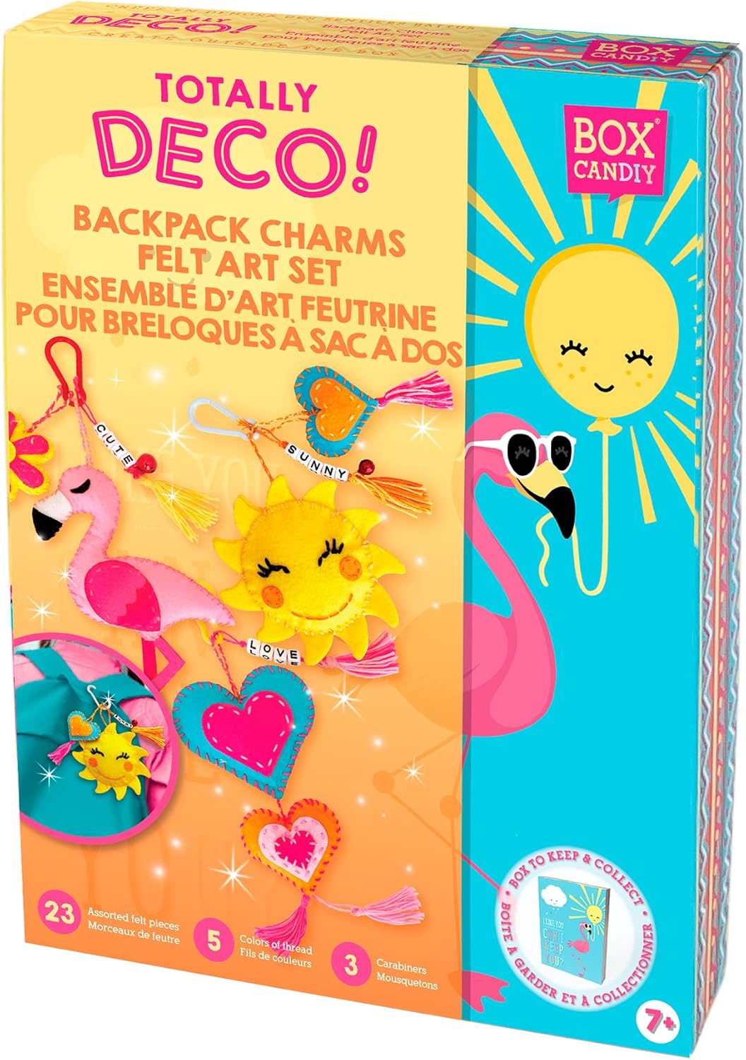 Box Candiy - Totally Deco - Backpack Charms Felt Art Set - Create Beautiful and Unique Pendants - Keepsake Box 23 x 17 x 4 cm - Educational - from 6 Years Old - Multilingual - BC1954