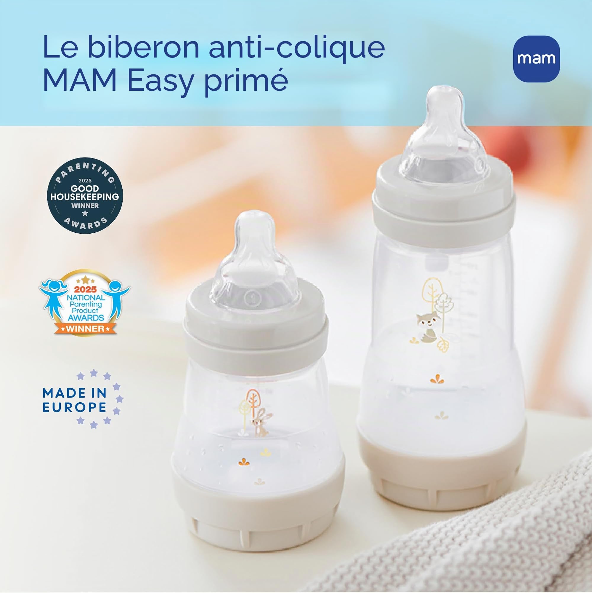 MAM Grow with Baby 15 Pièces Coffret Cadeau Nouveau-né 0-4 Mois Biberons Anti-Colique et Silicone SkinSoft Essential Baby Article Fille