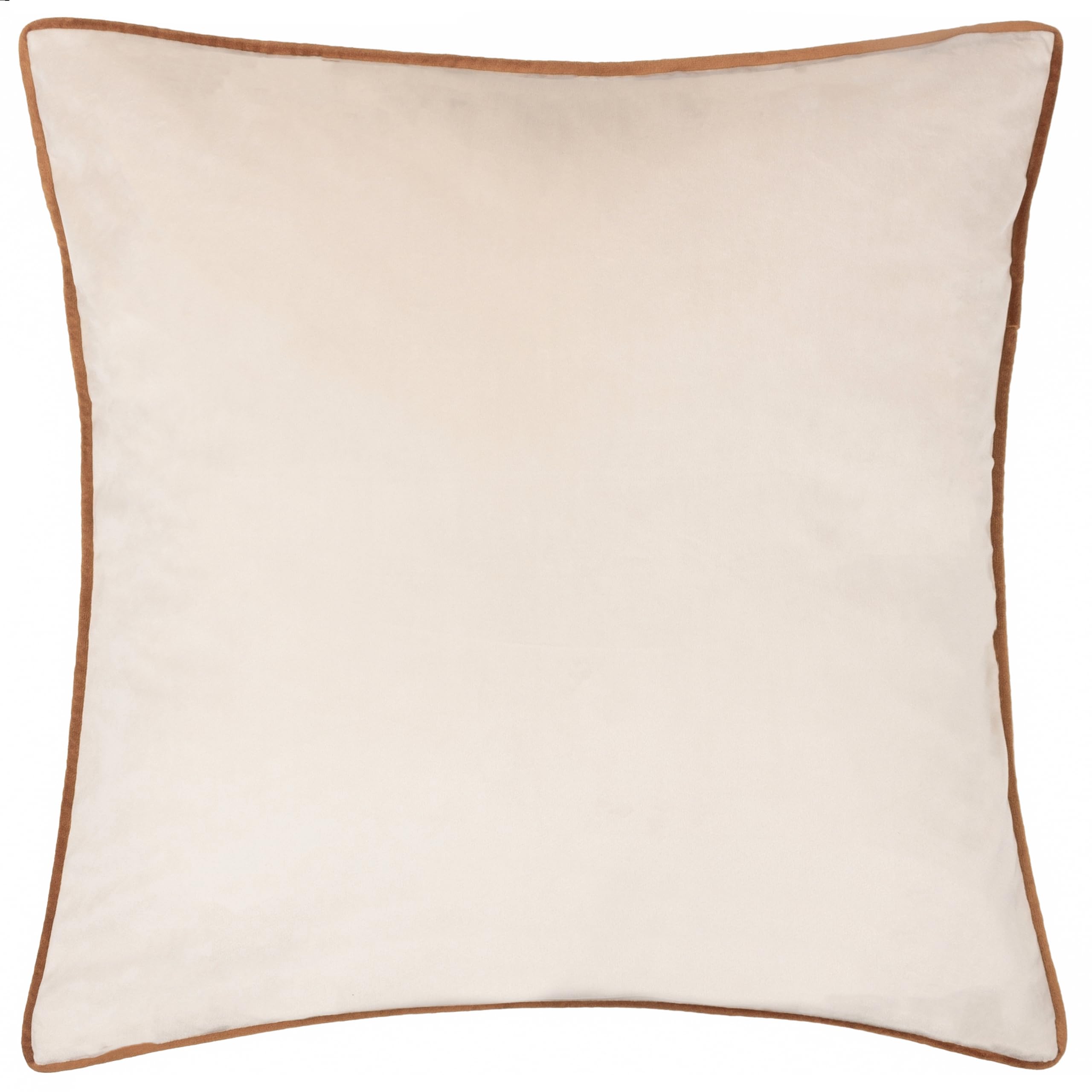 furn. Meridian Cushion Cover – Luxury Contrast Piped Velvet Decorative Case (Ecru/Ginger - 45x45cm)