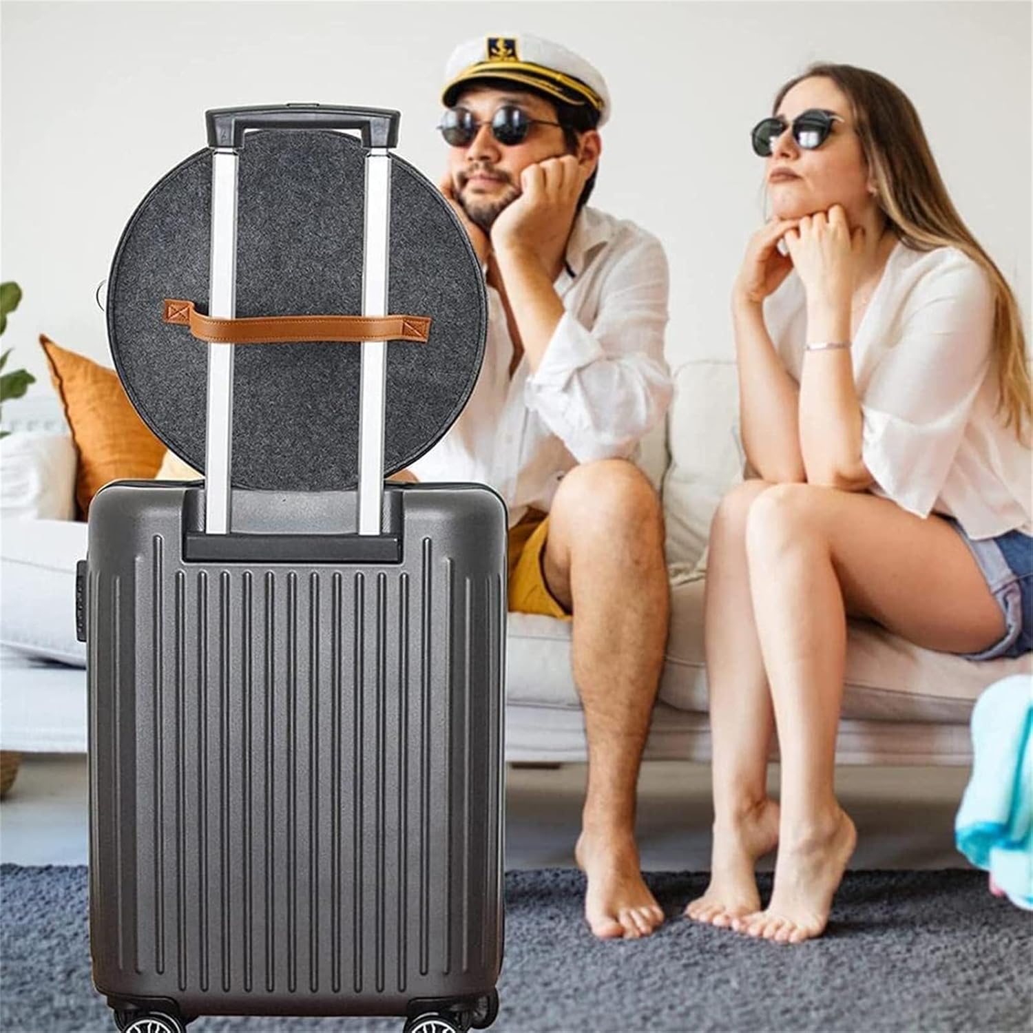 Hat Storage Box,Travel Hat Boxes for Women&Men,Portable Felt Organizer Bucket,Clothes Storage Bag,Black Foldable Round Travel Hat Boxes with Dustproof Lid