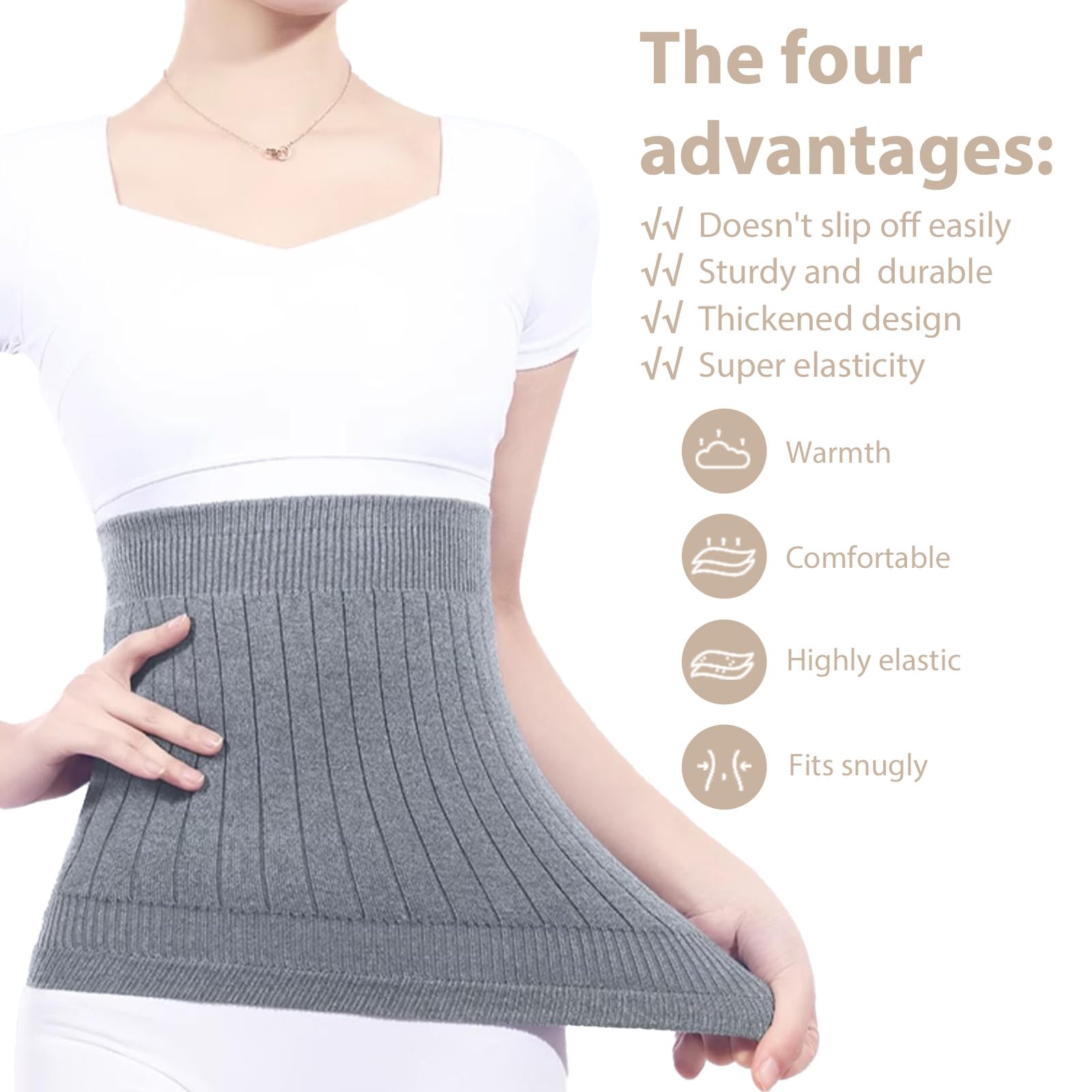 NAROSEBE Unisex Calentador de Cintura Faja Lumbar Calentador de Cintura de Cachemira Cinturón Lumbar Mujer Cinturón Invierno Calentado de Lana Cinturón de Punto