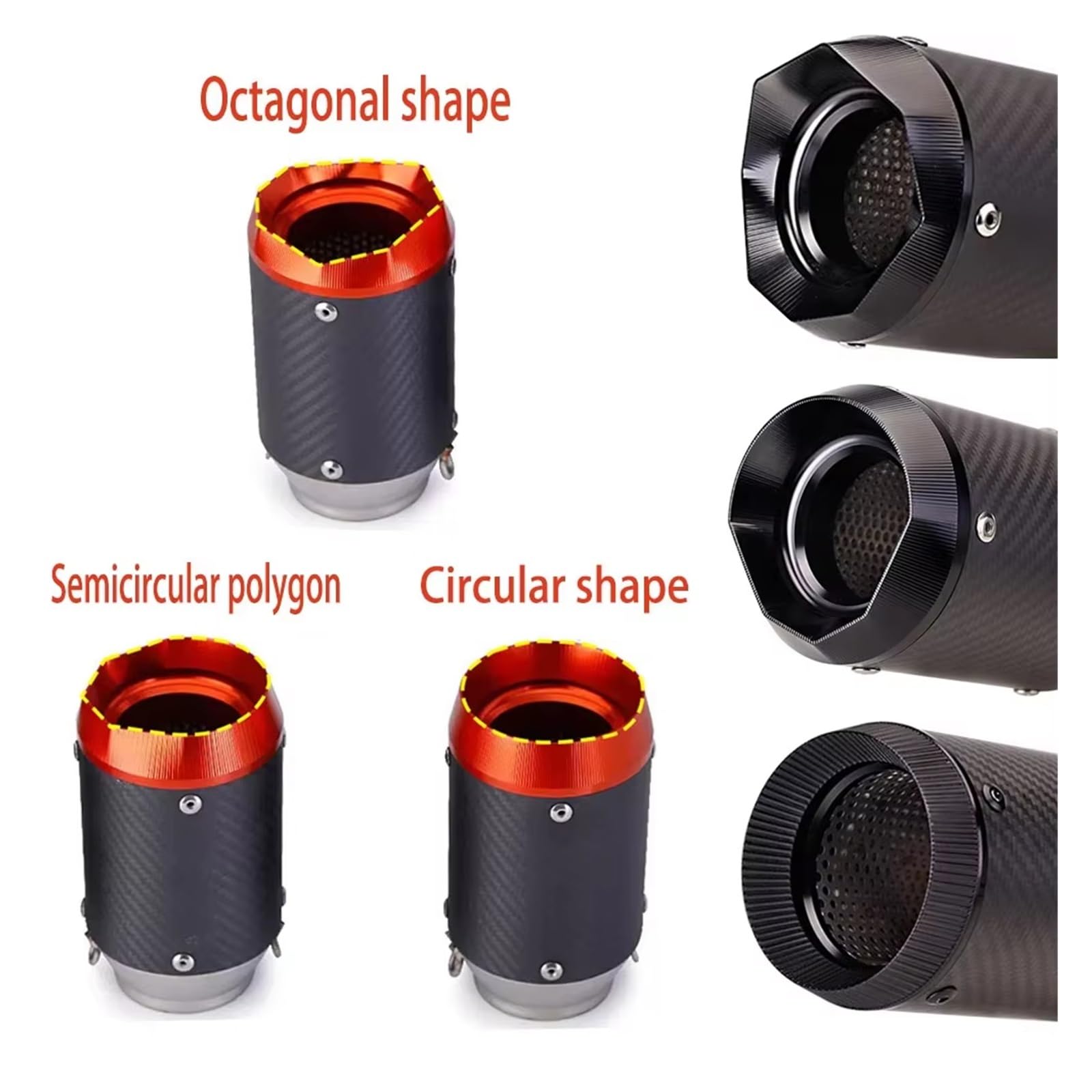 silencioso escape moto Para z900 Para R6 Para S1000RR Para S1000XR | Silenciador de escape de 51 mm, escape universal para motocicleta GP con pegatinas y fibra de carbono DB Killer(TypeA2)