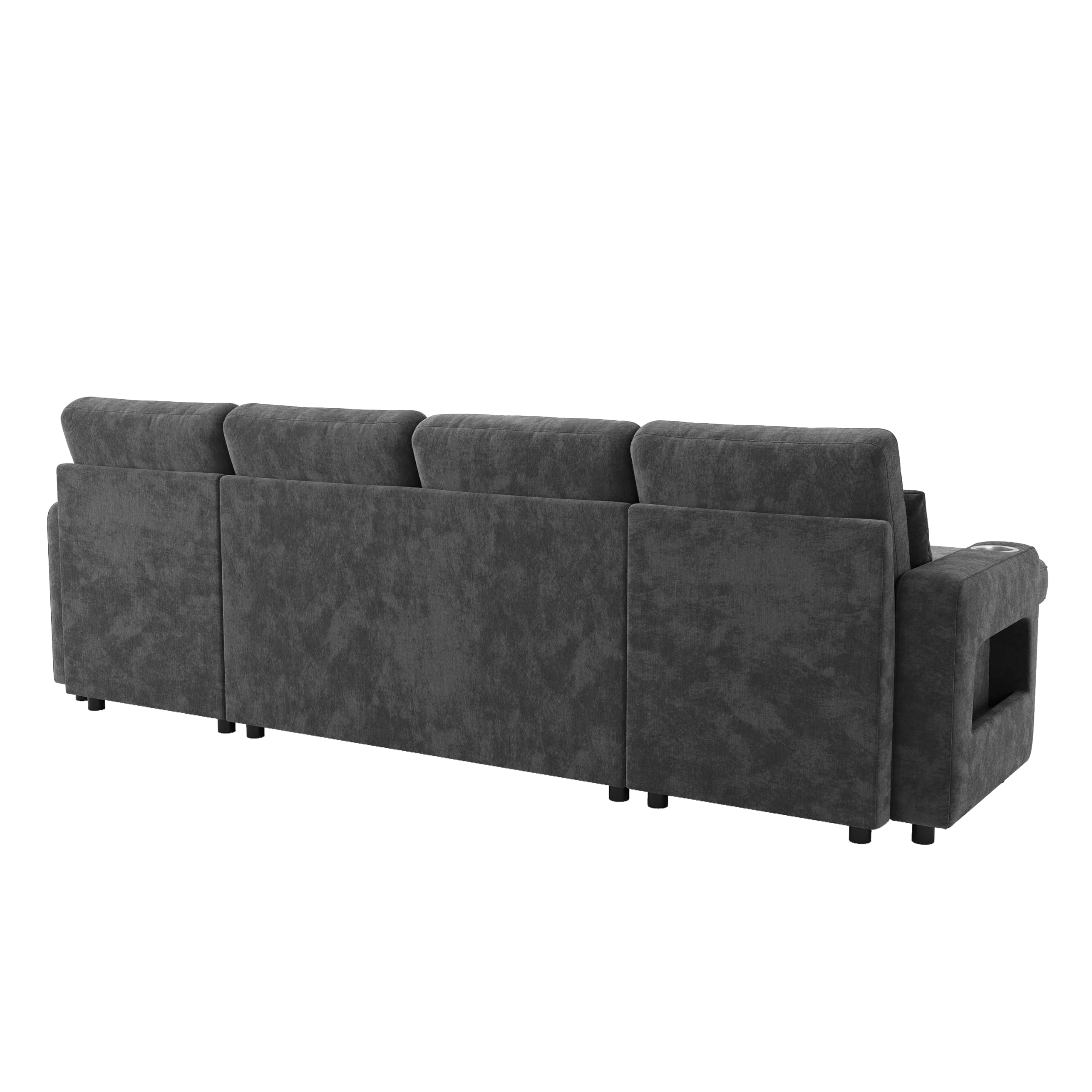 Sofá cama esquinero con función de dormir, sofá U extraíble, sofá con almacenamiento, chaise longue doble, espacio de almacenamiento oculto, sofá con soporte para bebidas, espacio de