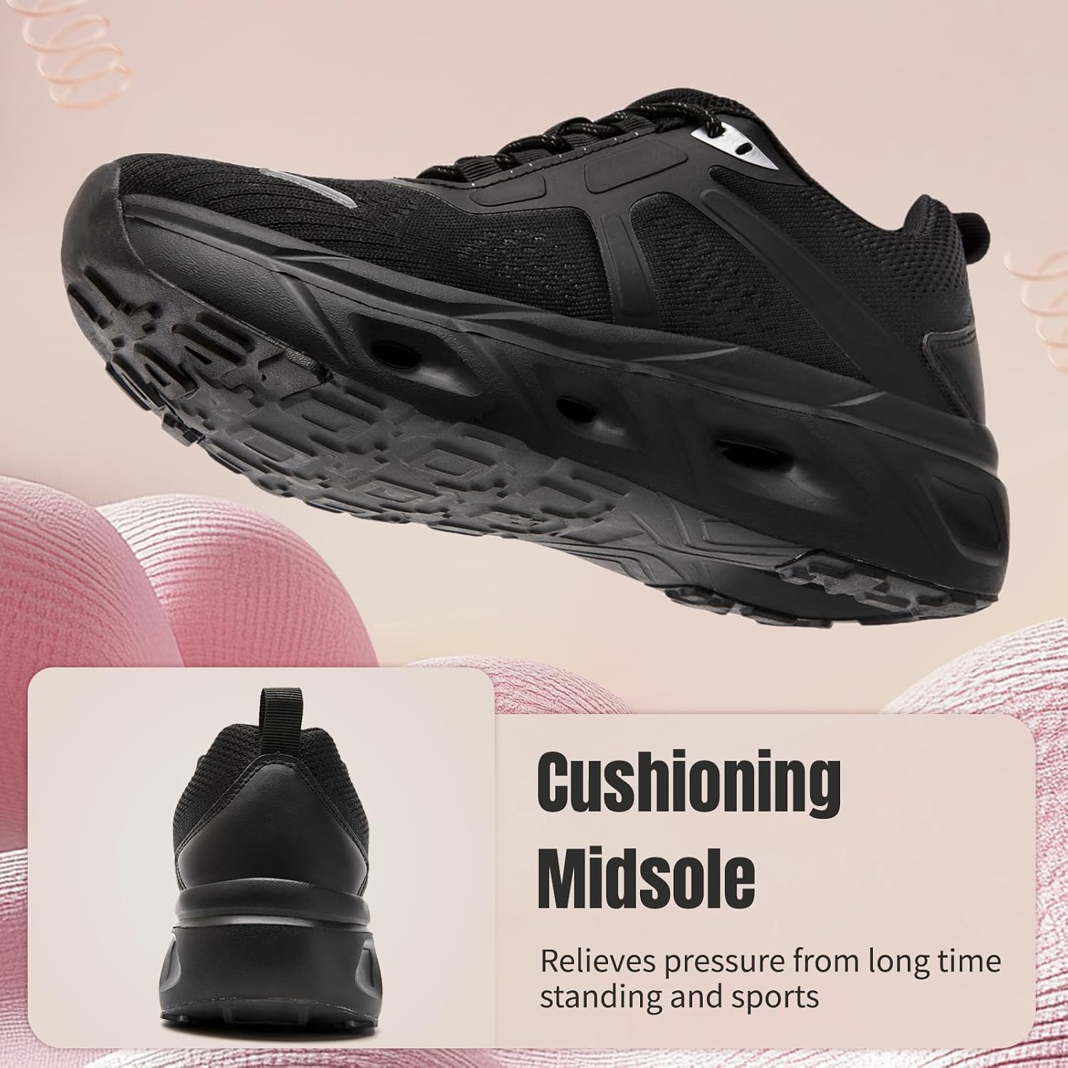 Womens Slip On Walking Shoes Cushioning Non Slip Work Fashion Sneakers Breathable Comfortable Workout Running Tennis Gym Athletic Shoe image 4