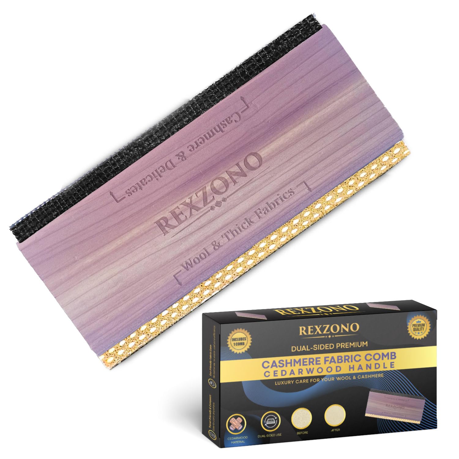 Rexzono 1 Pcs - Cedarwood Comb Cedar Wood Cashmere Comb, Wooden Fabric Shaver, Portable Depiller Tool For Sweaters, Wool, Knits, Scarves, And Clothing, Removes Fuzz, Bobbles, And Pills