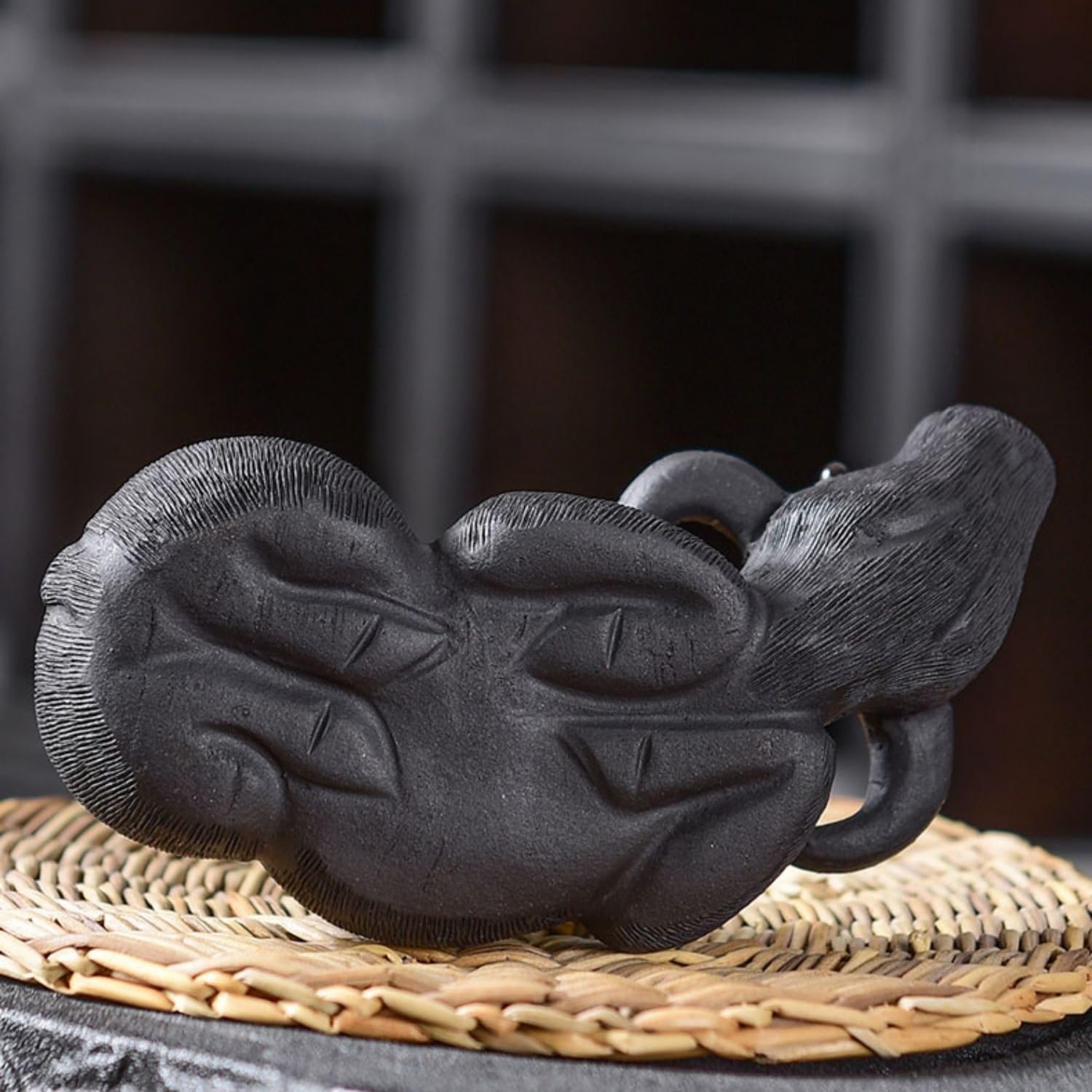 figurki zwierzątek， Zabawna figurka Buffalo Purple Clay Tea Pet Cattle Ornament, zestaw do herbaty, akcesoria do dekoracji stołu(A)